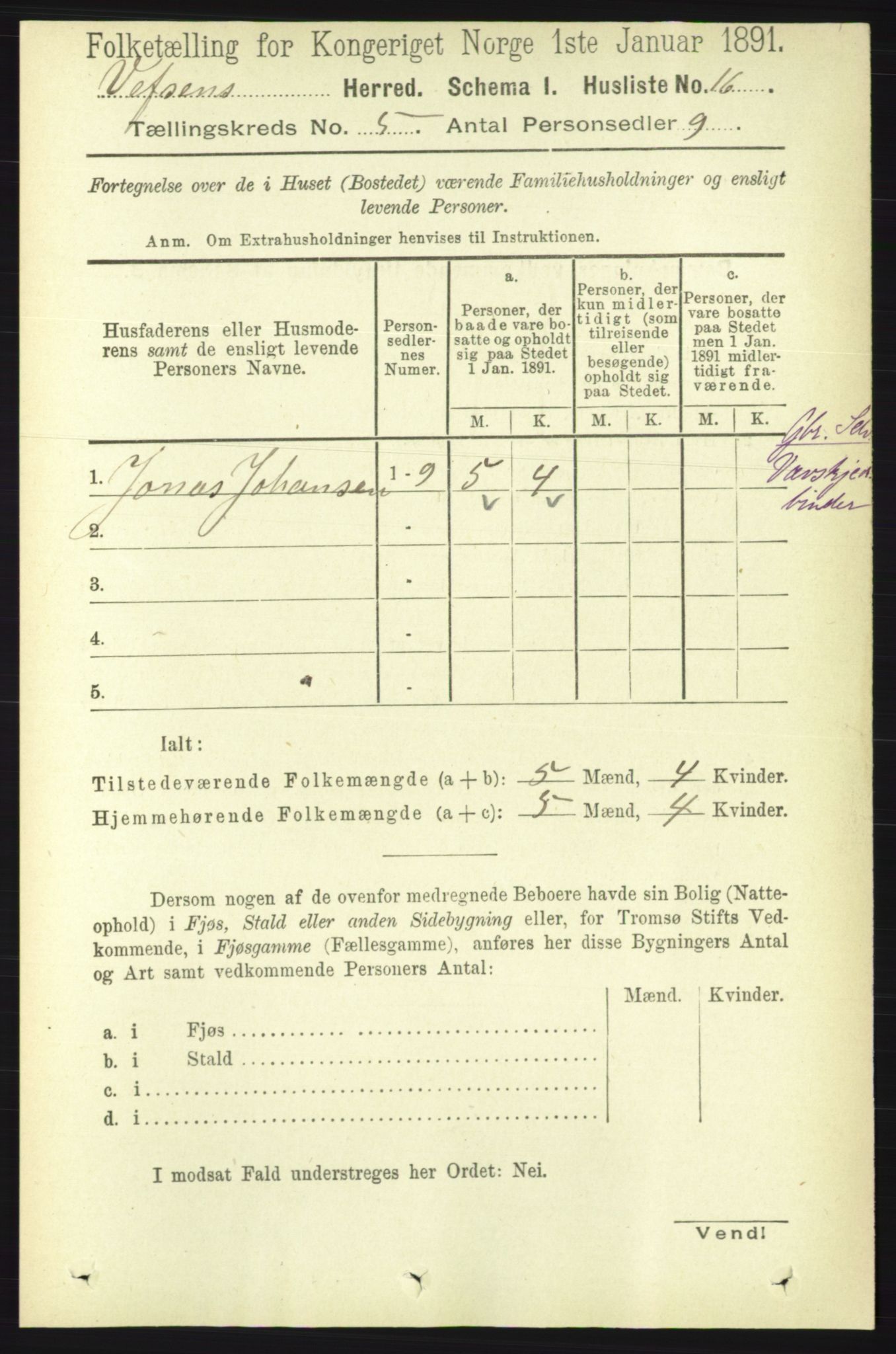 RA, 1891 census for 1824 Vefsn, 1891, p. 2017