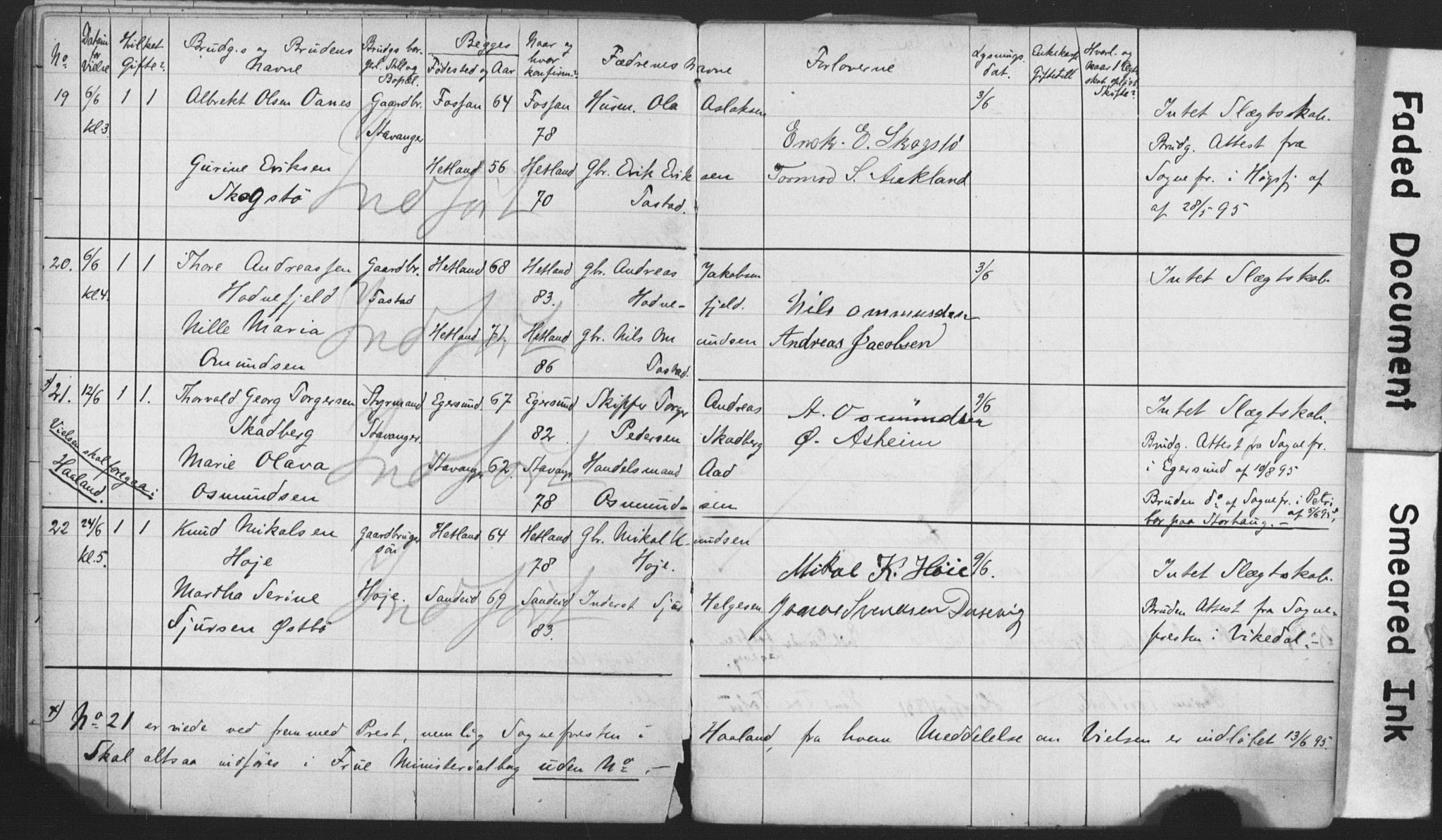 Hetland sokneprestkontor, AV/SAST-A-101826/70/705BA/L0002: Banns register no. 2, 1890-1898