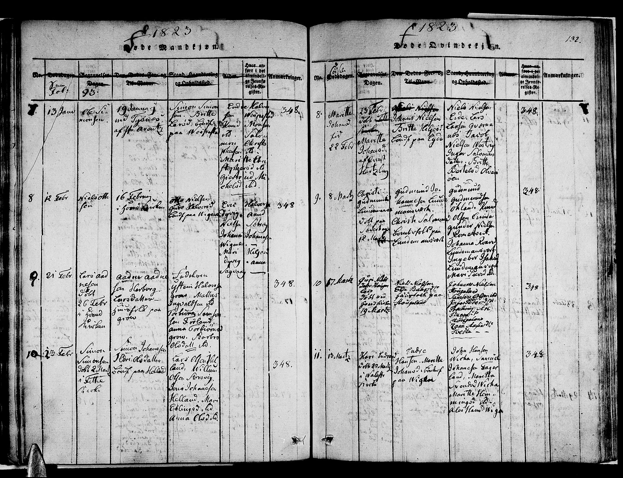 Stord sokneprestembete, AV/SAB-A-78201/H/Haa: Parish register (official) no. A 5, 1816-1825, p. 132