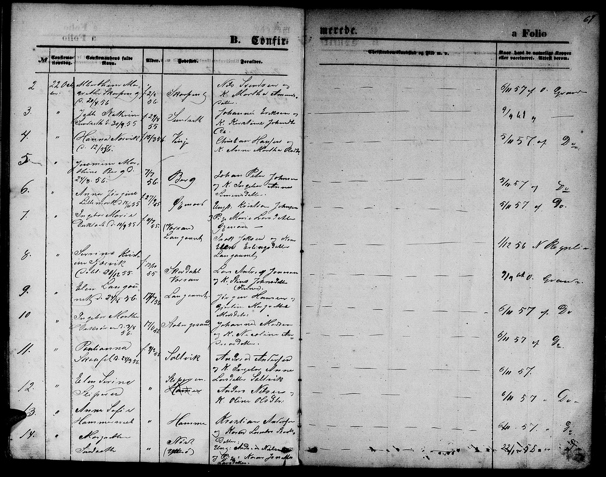 Ministerialprotokoller, klokkerbøker og fødselsregistre - Nord-Trøndelag, SAT/A-1458/733/L0326: Parish register (copy) no. 733C01, 1871-1887, p. 67