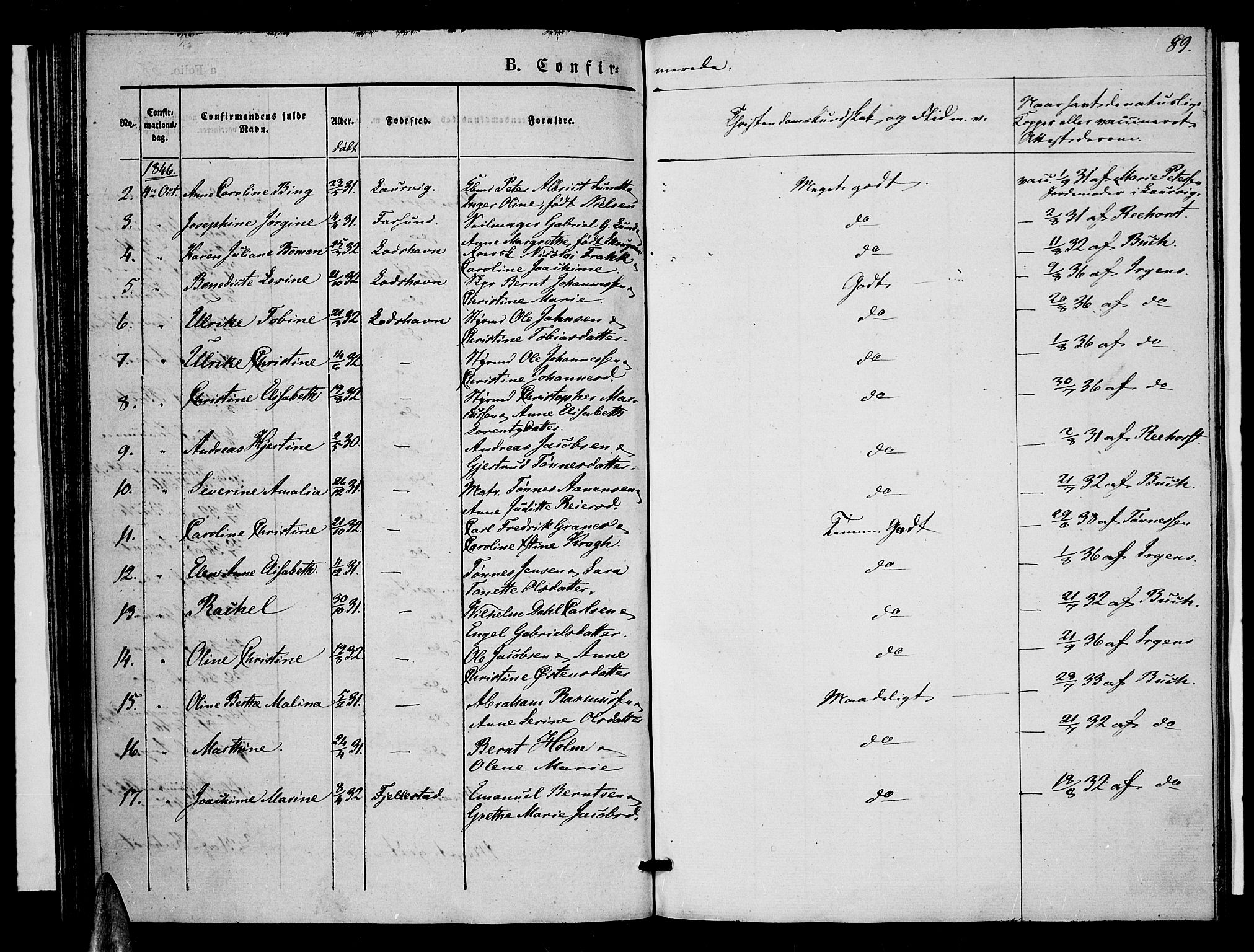 Farsund sokneprestkontor, AV/SAK-1111-0009/F/Fa/L0003: Parish register (official) no. A 3, 1836-1846, p. 89