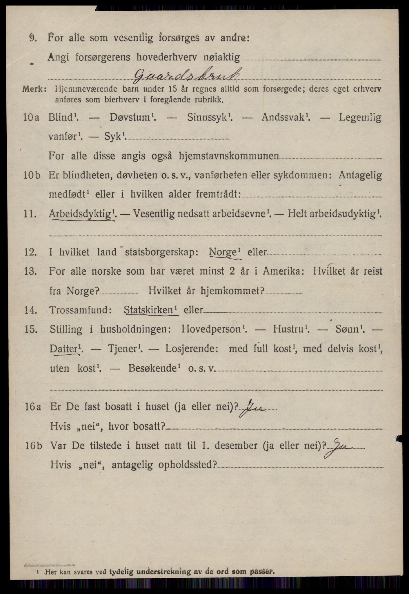 SAT, 1920 census for Volda, 1920, p. 9853