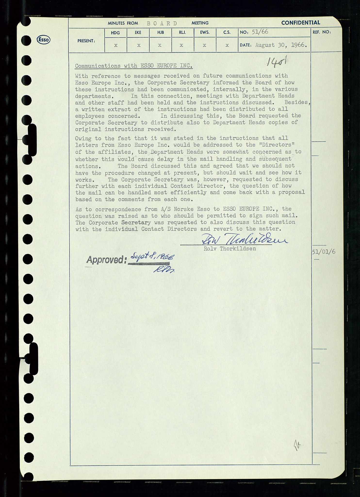 Pa 0982 - Esso Norge A/S, AV/SAST-A-100448/A/Aa/L0002/0002: Den administrerende direksjon Board minutes (styrereferater) / Den administrerende direksjon Board minutes (styrereferater), 1966, p. 108