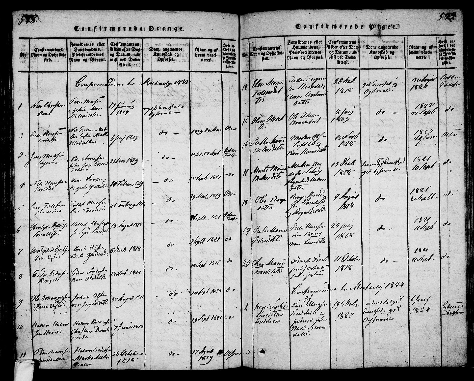 Lardal kirkebøker, SAKO/A-350/F/Fa/L0005: Parish register (official) no. I 5, 1814-1835, p. 578-579