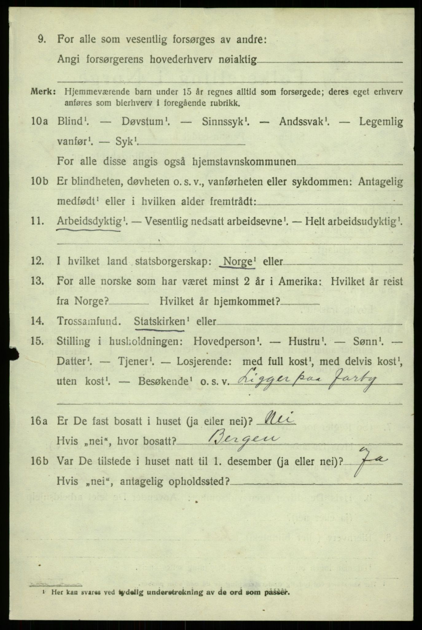 SAB, 1920 census for Os, 1920, p. 3667