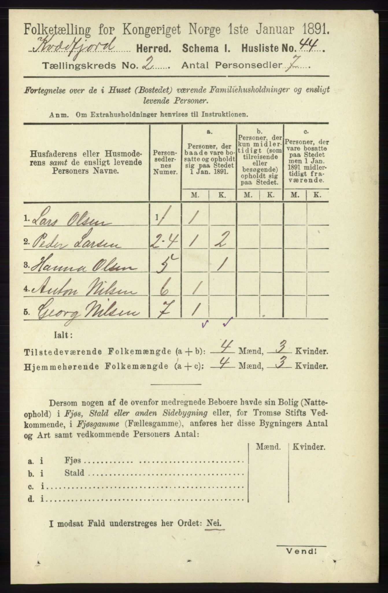 RA, 1891 census for 1911 Kvæfjord, 1891, p. 671