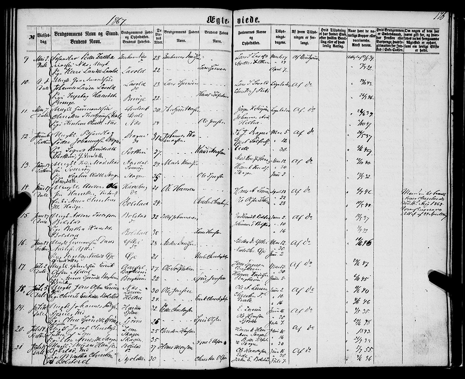 Luster sokneprestembete, AV/SAB-A-81101/H/Haa/Haaa/L0008: Parish register (official) no. A 8, 1860-1870, p. 176