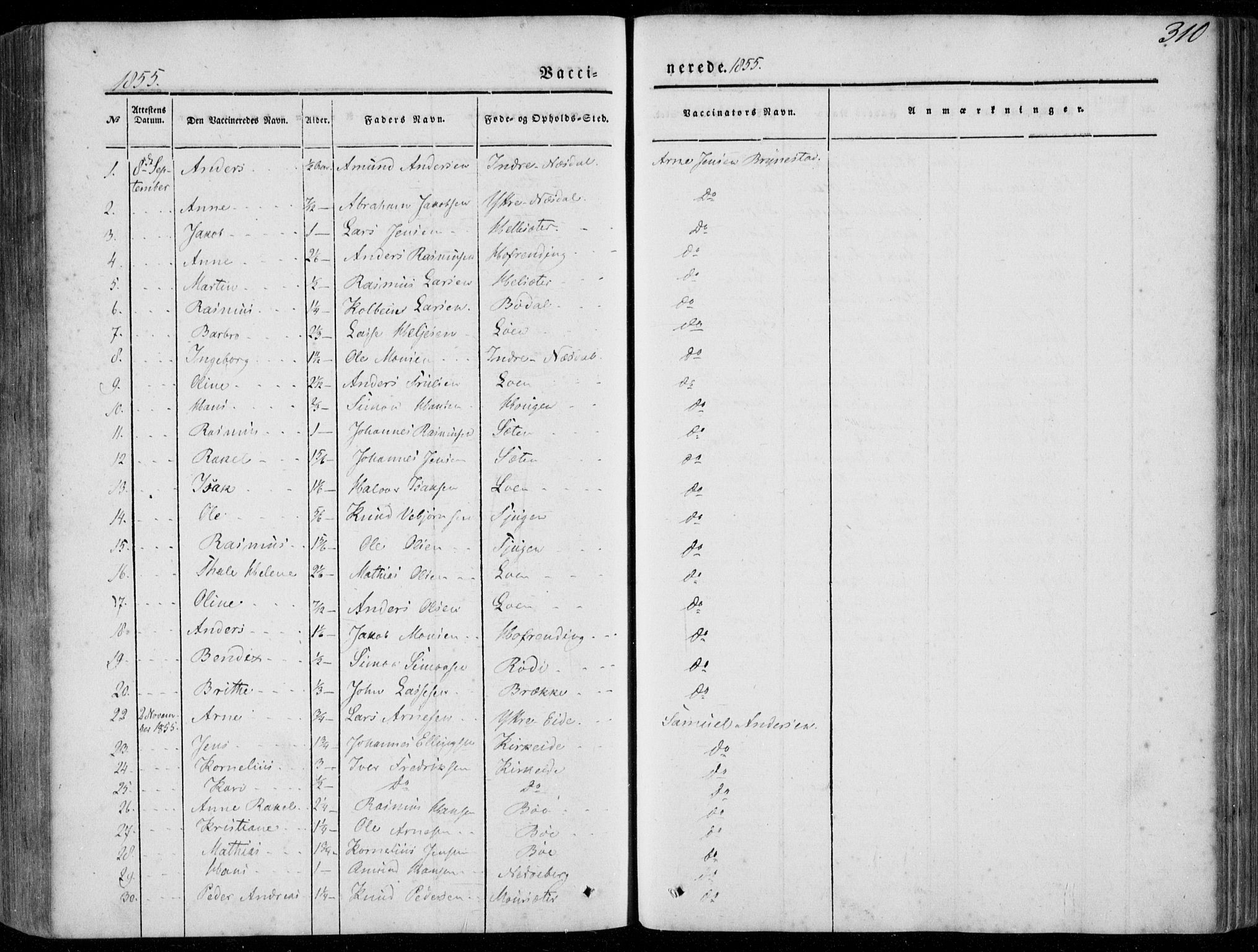 Stryn Sokneprestembete, SAB/A-82501: Parish register (official) no. A 2, 1844-1861, p. 310