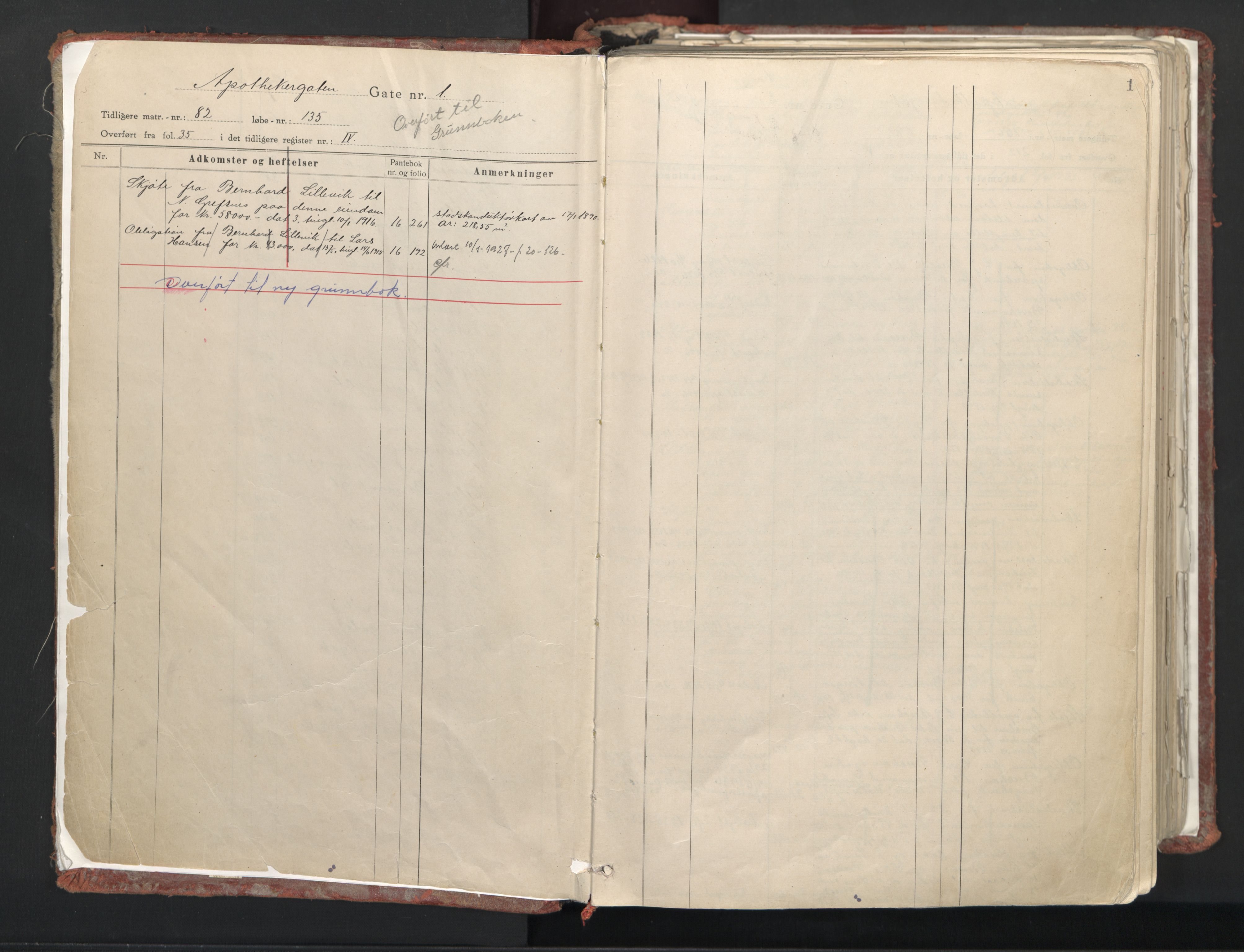 Kristiansund byfogd, SAT/A-4587/A/25/L0011: Mortgage register no. 11, 1916-1946, p. 1
