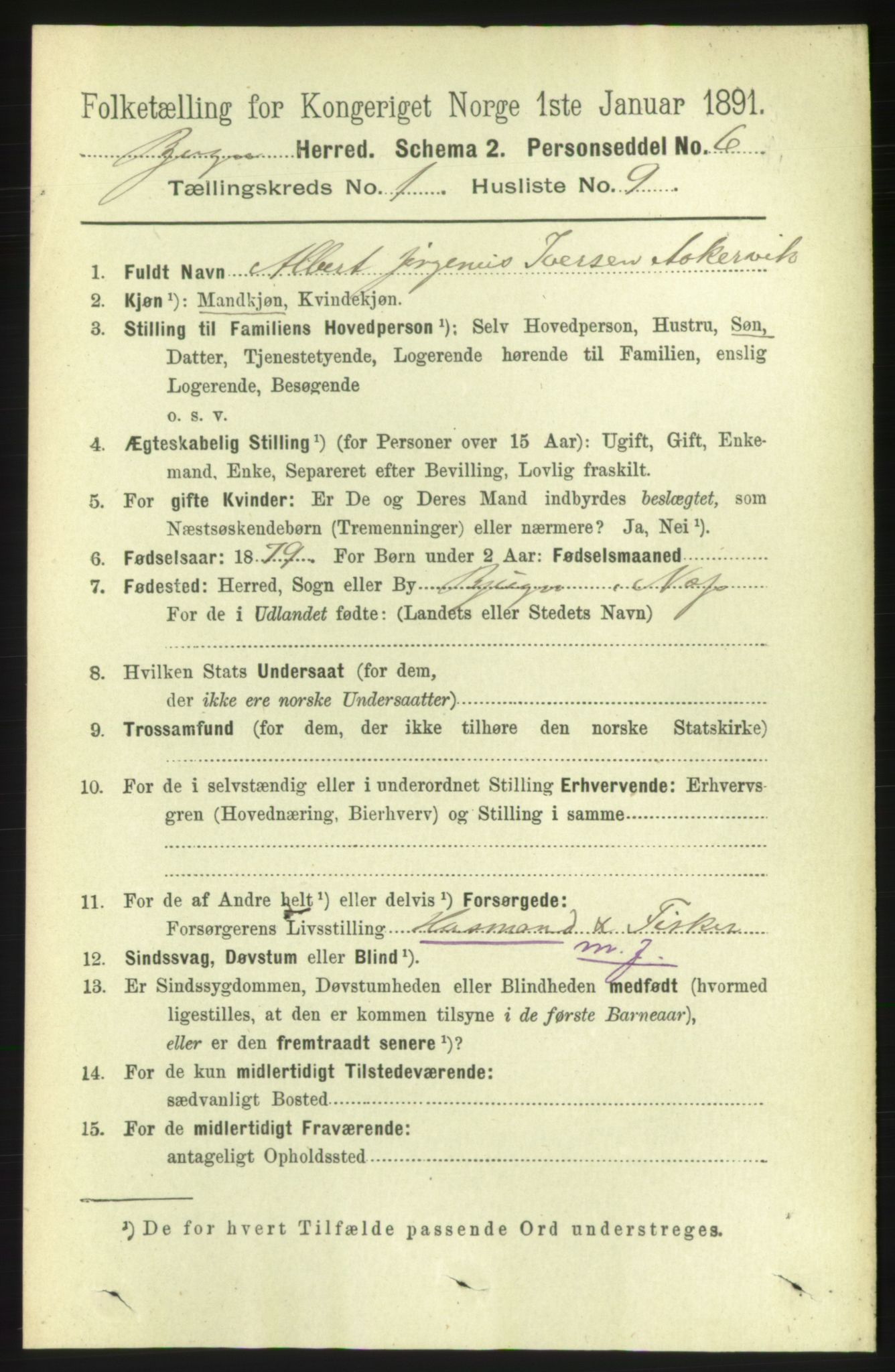 RA, 1891 census for 1627 Bjugn, 1891, p. 134