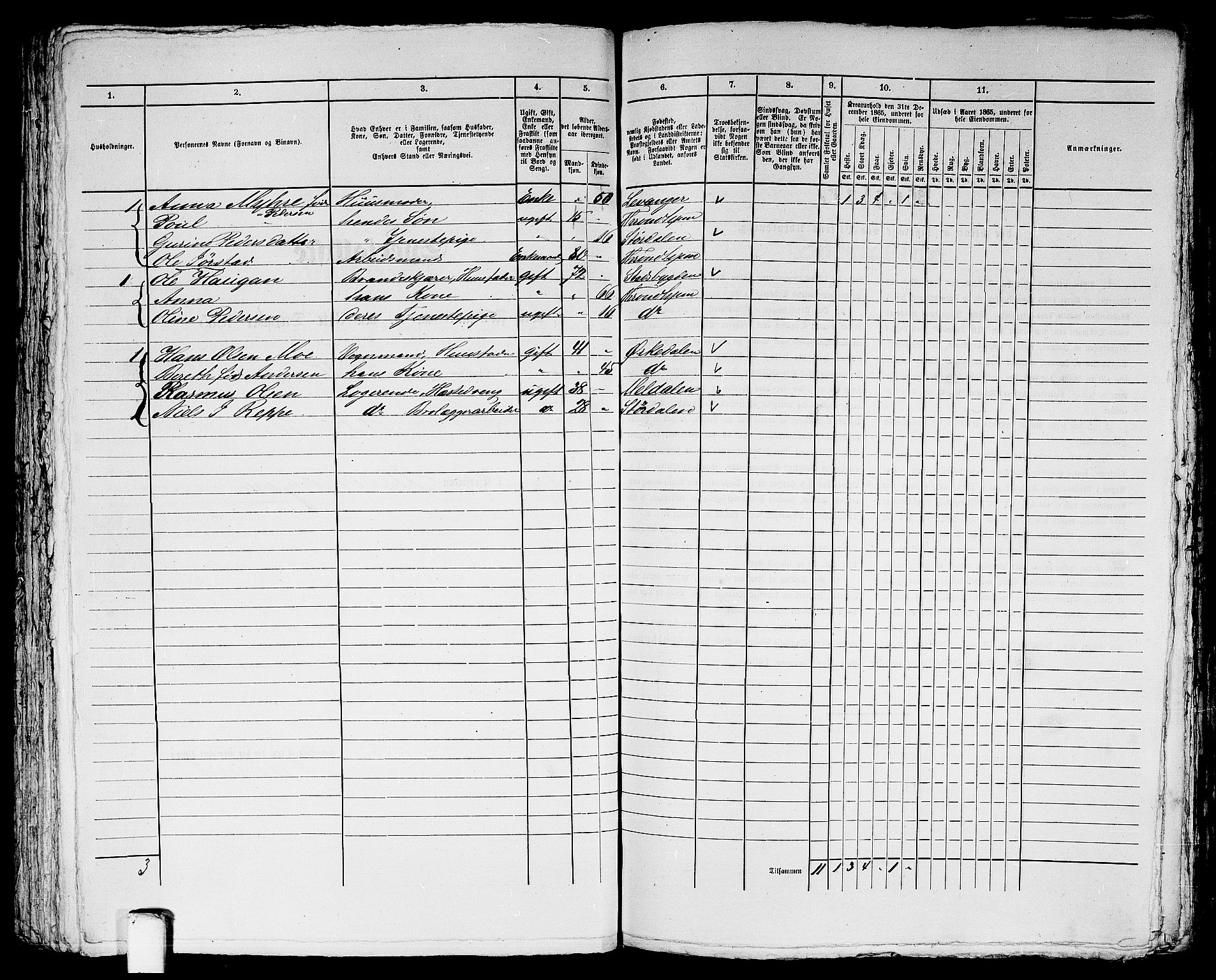 RA, 1865 census for Trondheim, 1865, p. 1721