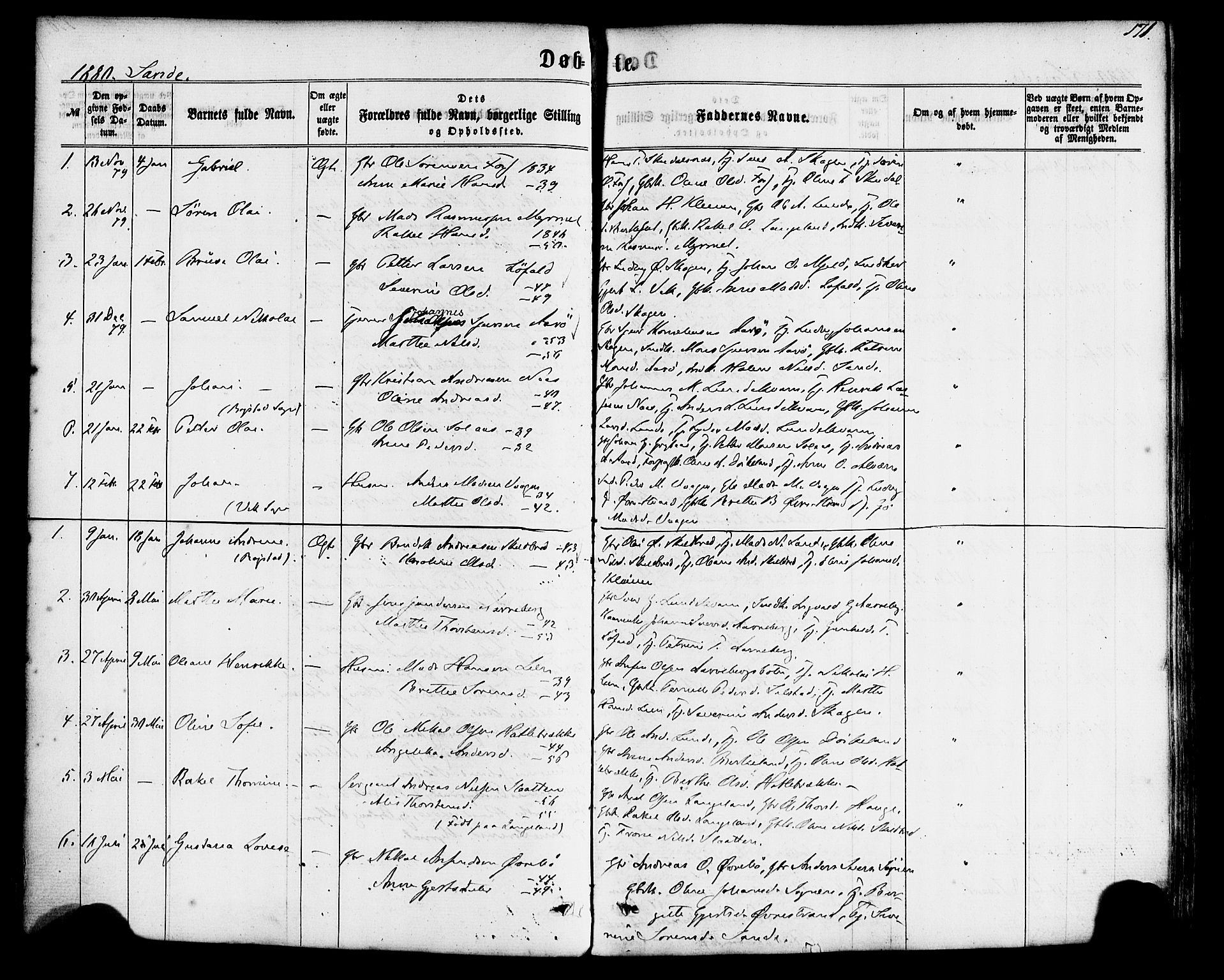 Gaular sokneprestembete, SAB/A-80001/H/Haa: Parish register (official) no. A 5, 1860-1881, p. 171