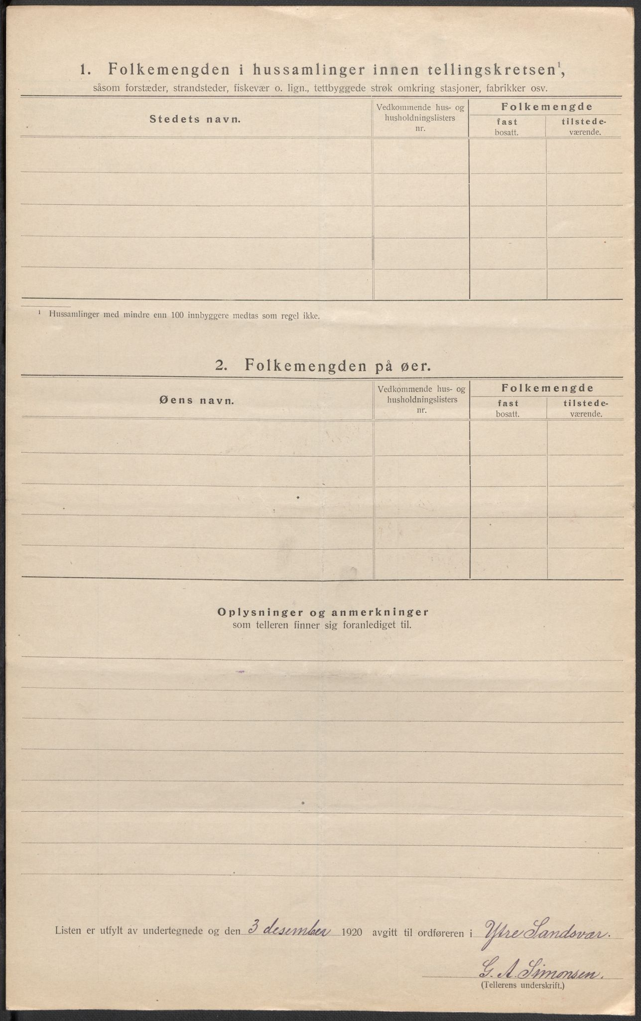 SAKO, 1920 census for Ytre Sandsvær, 1920, p. 22