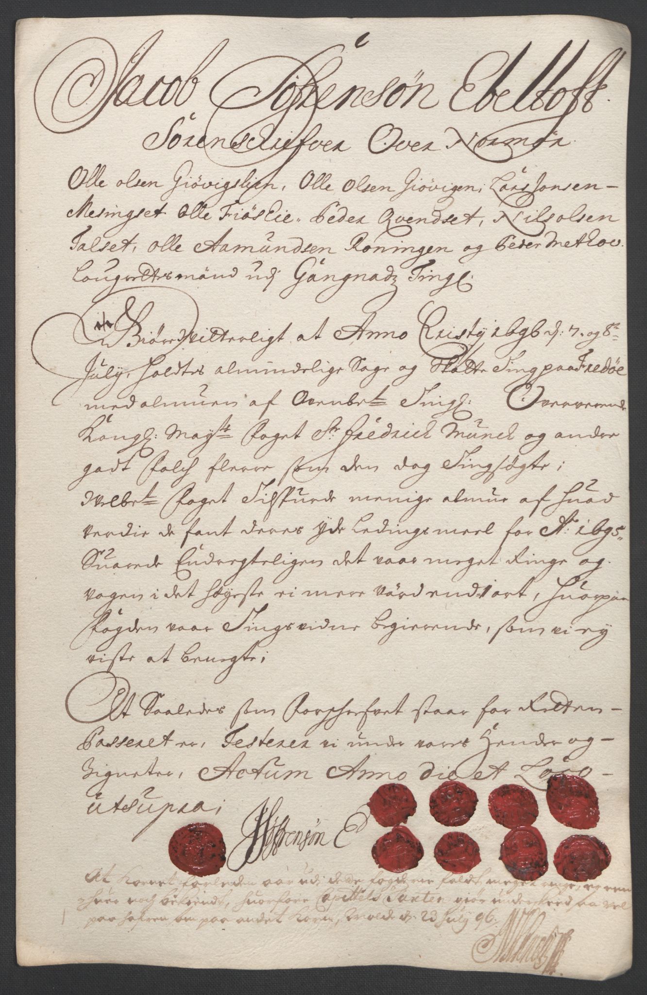 Rentekammeret inntil 1814, Reviderte regnskaper, Fogderegnskap, AV/RA-EA-4092/R56/L3736: Fogderegnskap Nordmøre, 1694-1696, p. 253