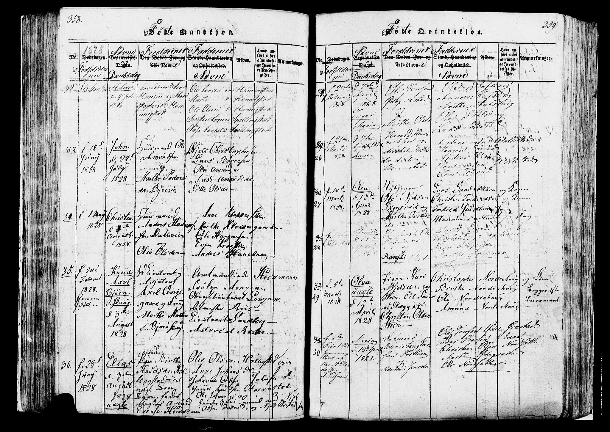 Løten prestekontor, SAH/PREST-022/K/Ka/L0005: Parish register (official) no. 5, 1814-1832, p. 358-359