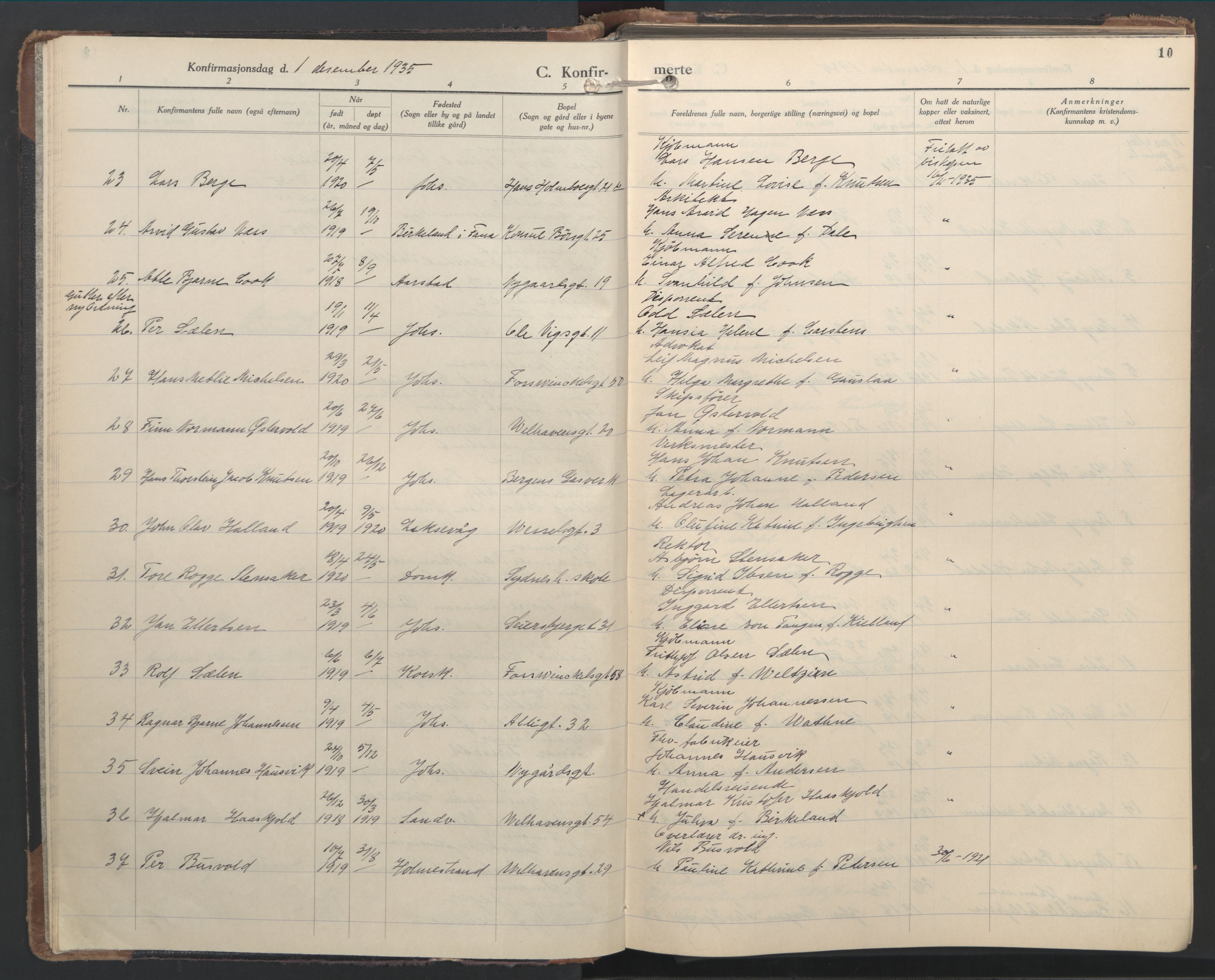 Johanneskirken sokneprestembete, AV/SAB-A-76001/H/Hab: Parish register (copy) no. B 4, 1935-1966, p. 9b-10a