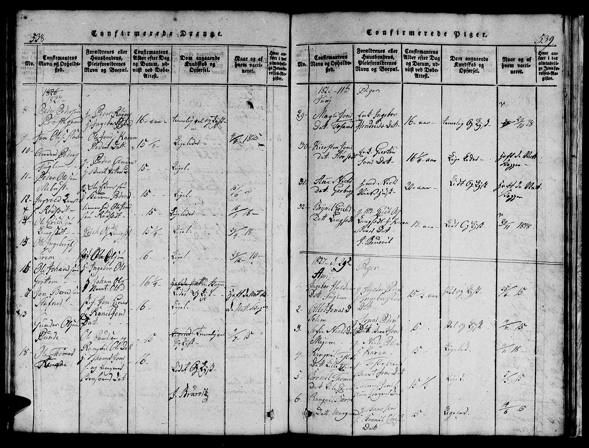 Ministerialprotokoller, klokkerbøker og fødselsregistre - Sør-Trøndelag, SAT/A-1456/695/L1152: Parish register (copy) no. 695C03, 1816-1831, p. 538-539