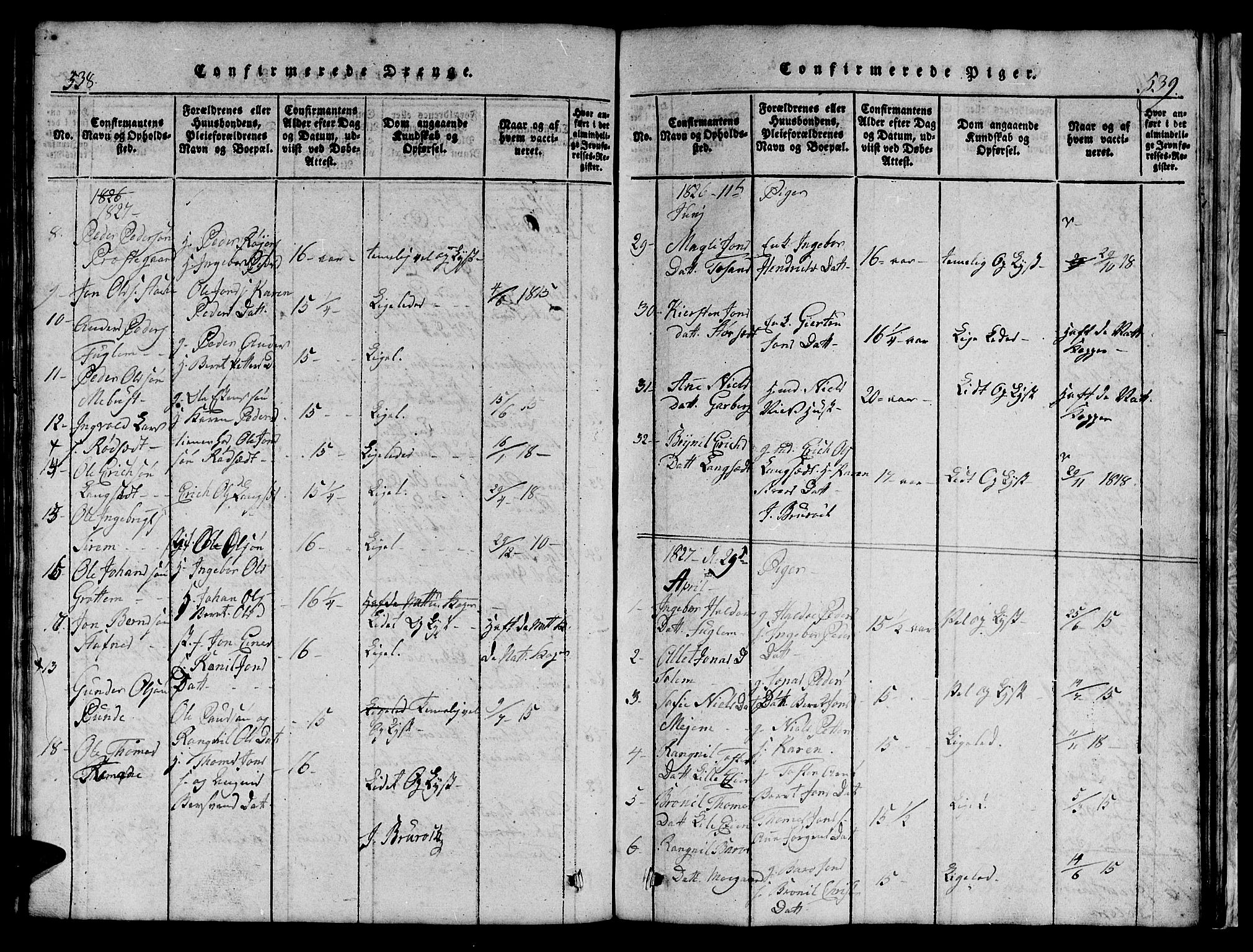 Ministerialprotokoller, klokkerbøker og fødselsregistre - Sør-Trøndelag, AV/SAT-A-1456/695/L1152: Parish register (copy) no. 695C03, 1816-1831, p. 538-539