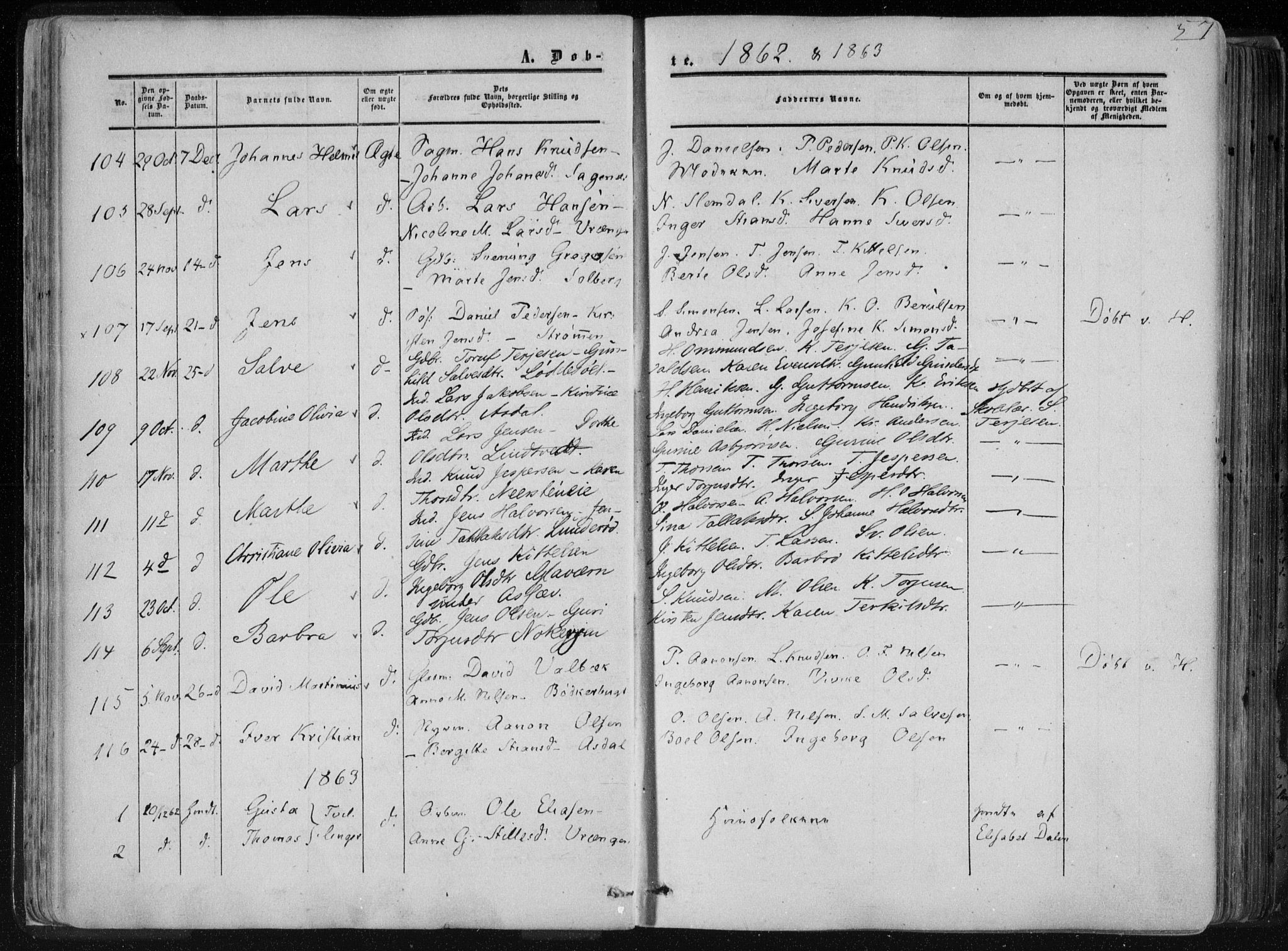 Øyestad sokneprestkontor, AV/SAK-1111-0049/F/Fa/L0015: Parish register (official) no. A 15, 1857-1873, p. 57