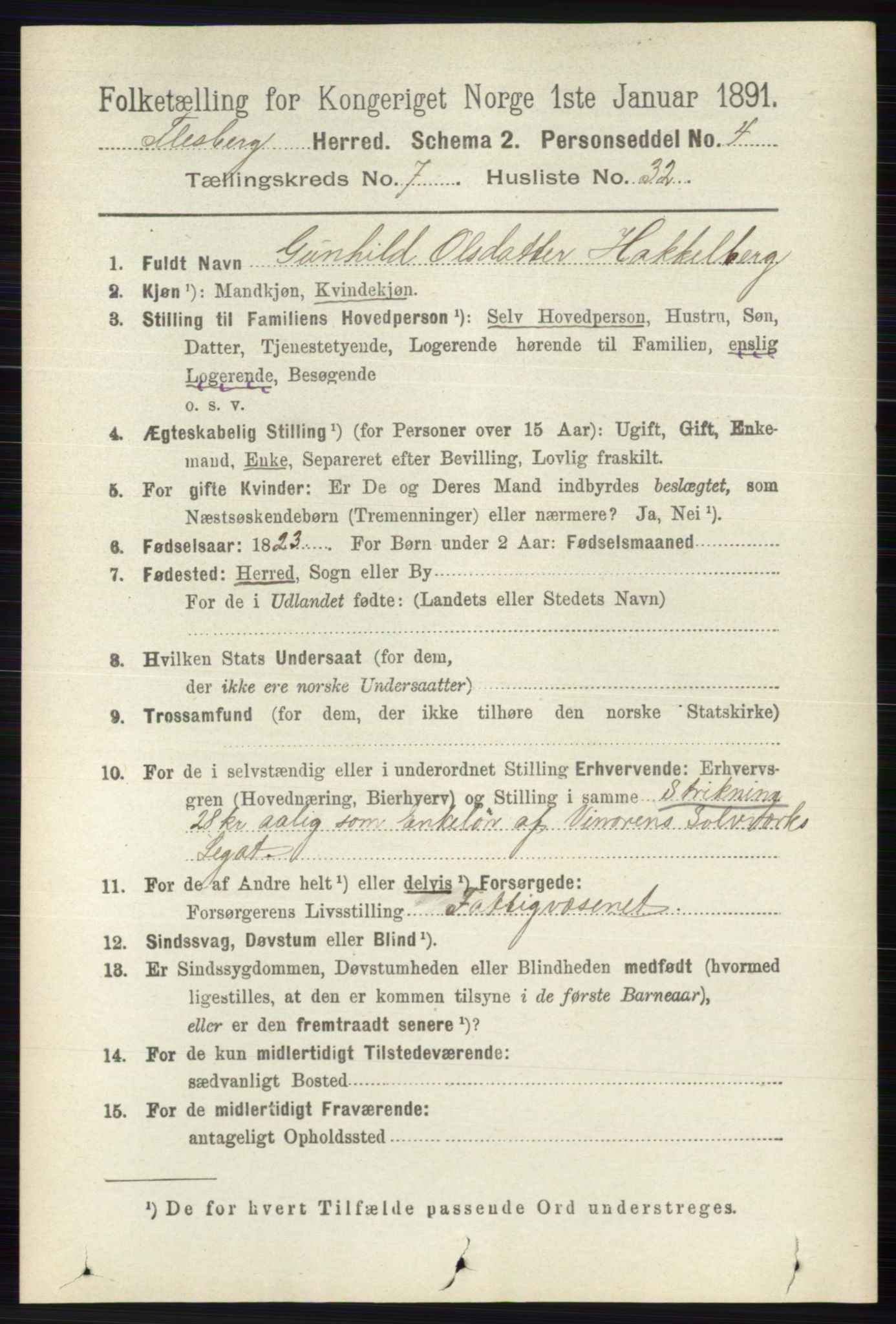 RA, 1891 census for 0631 Flesberg, 1891, p. 1307