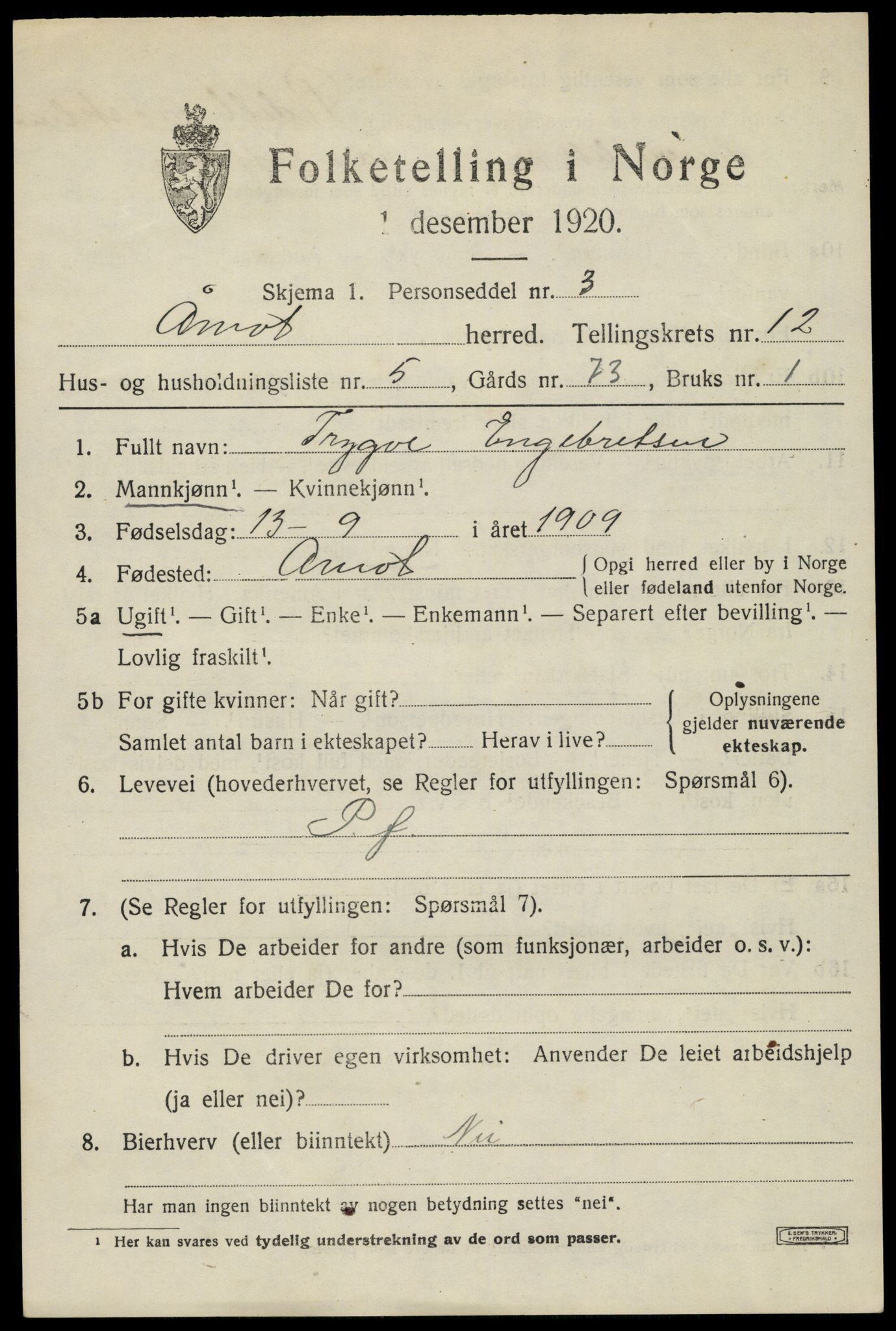 SAH, 1920 census for Åmot, 1920, p. 9653