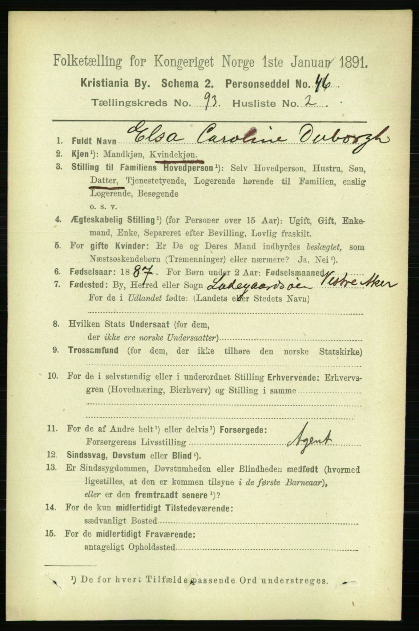 RA, 1891 census for 0301 Kristiania, 1891, p. 45541