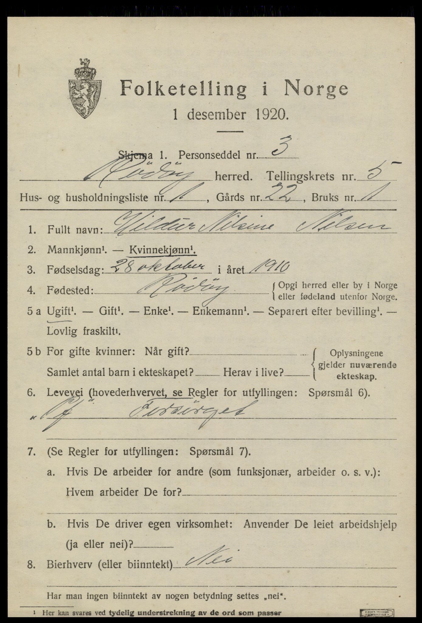 SAT, 1920 census for Rødøy, 1920, p. 2946