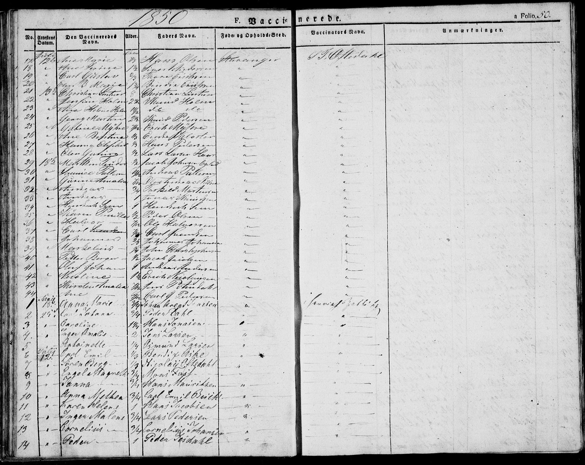Domkirken sokneprestkontor, SAST/A-101812/001/30/30BA/L0010: Parish register (official) no. A 10, 1821-1859, p. 50