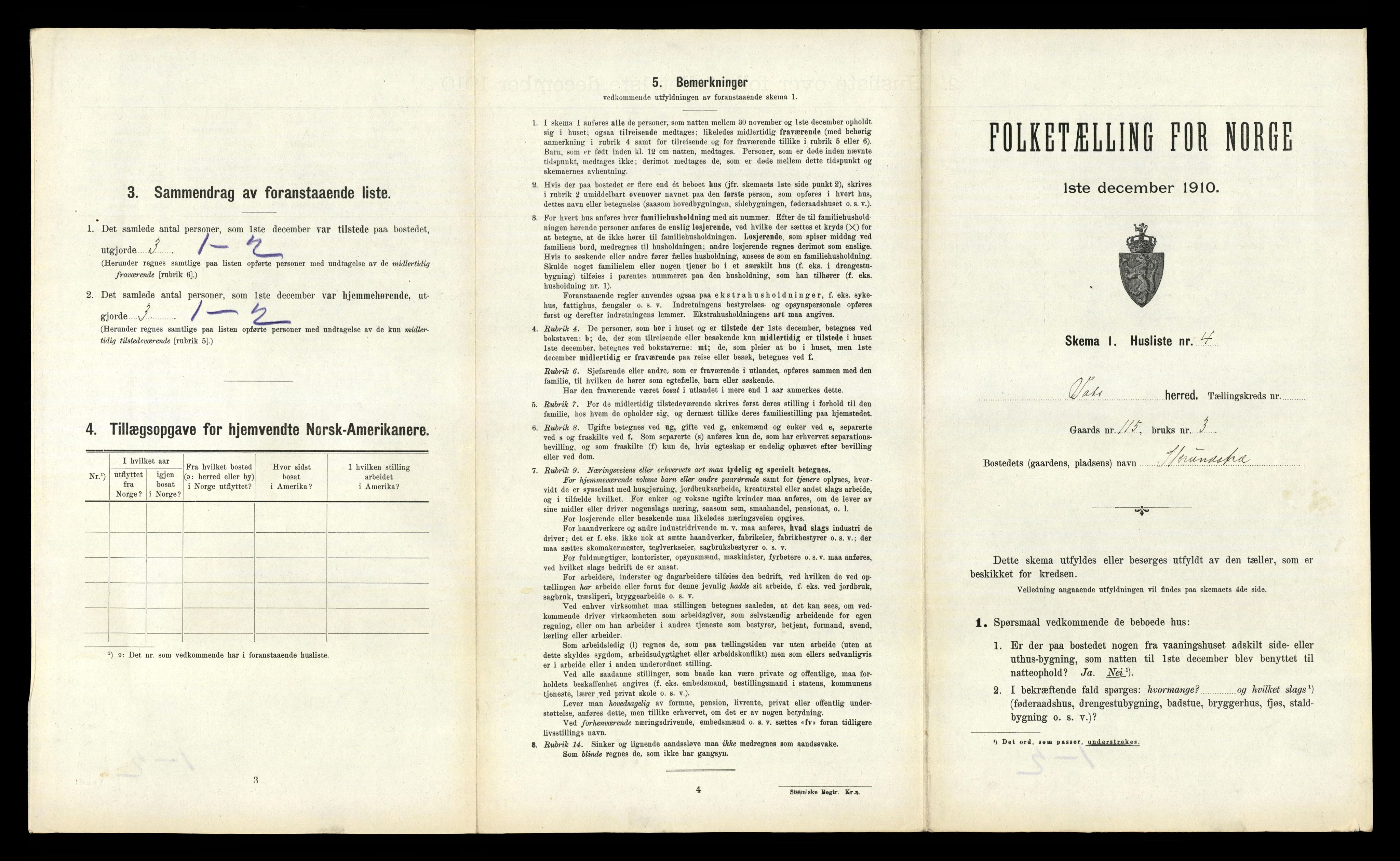 RA, 1910 census for Vats, 1910, p. 224