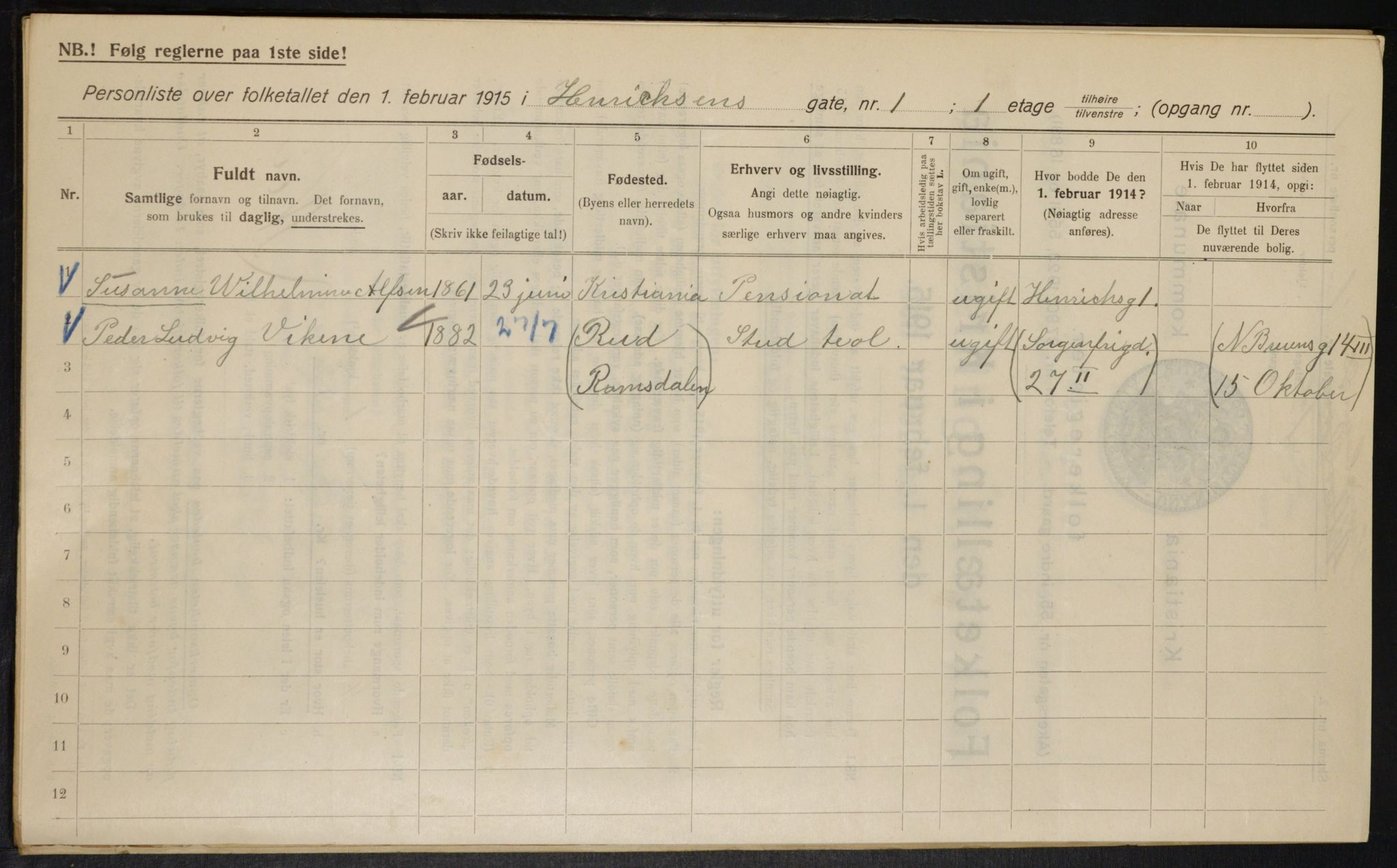 OBA, Municipal Census 1915 for Kristiania, 1915, p. 38071