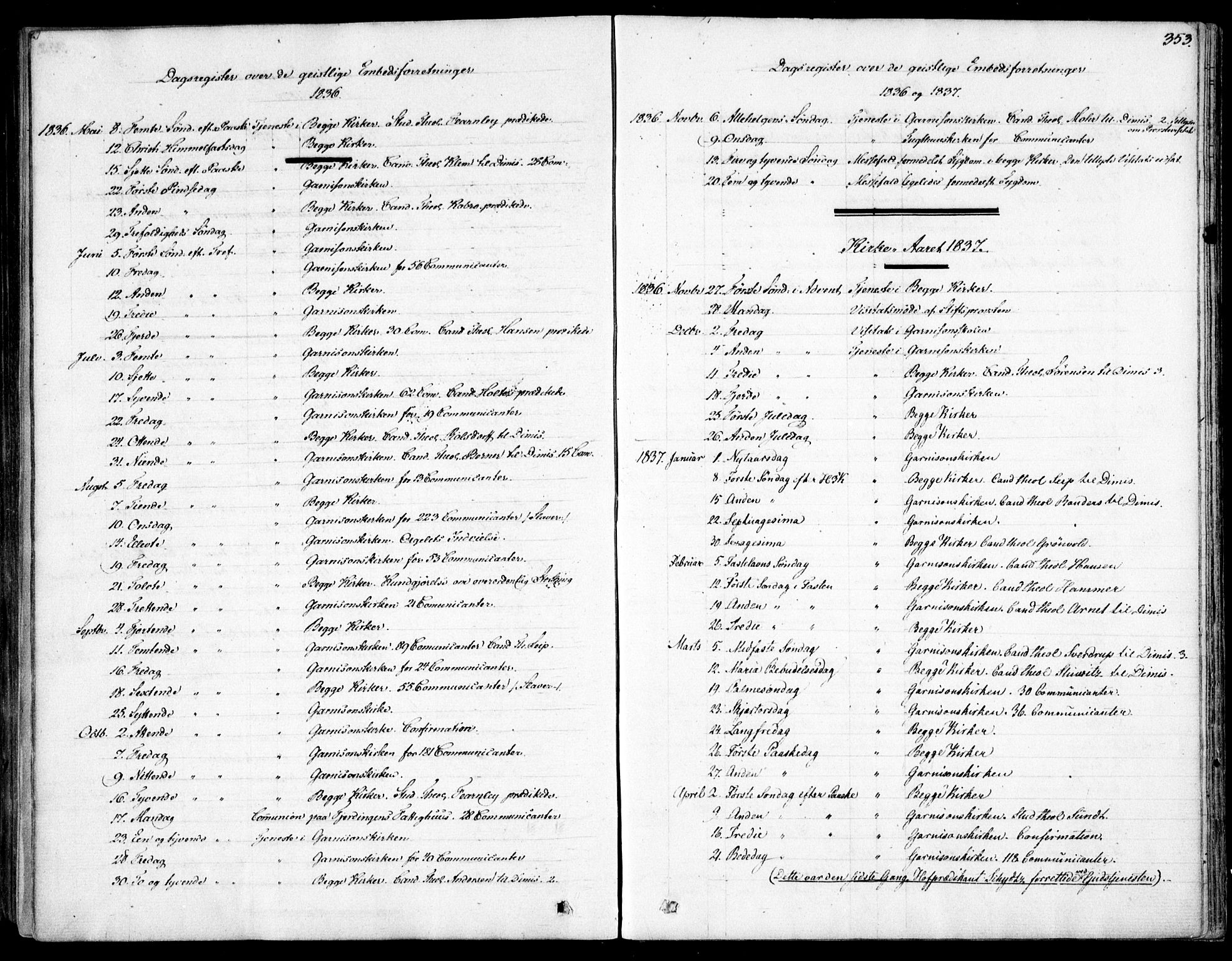 Garnisonsmenigheten Kirkebøker, SAO/A-10846/F/Fa/L0007: Parish register (official) no. 7, 1828-1881, p. 353