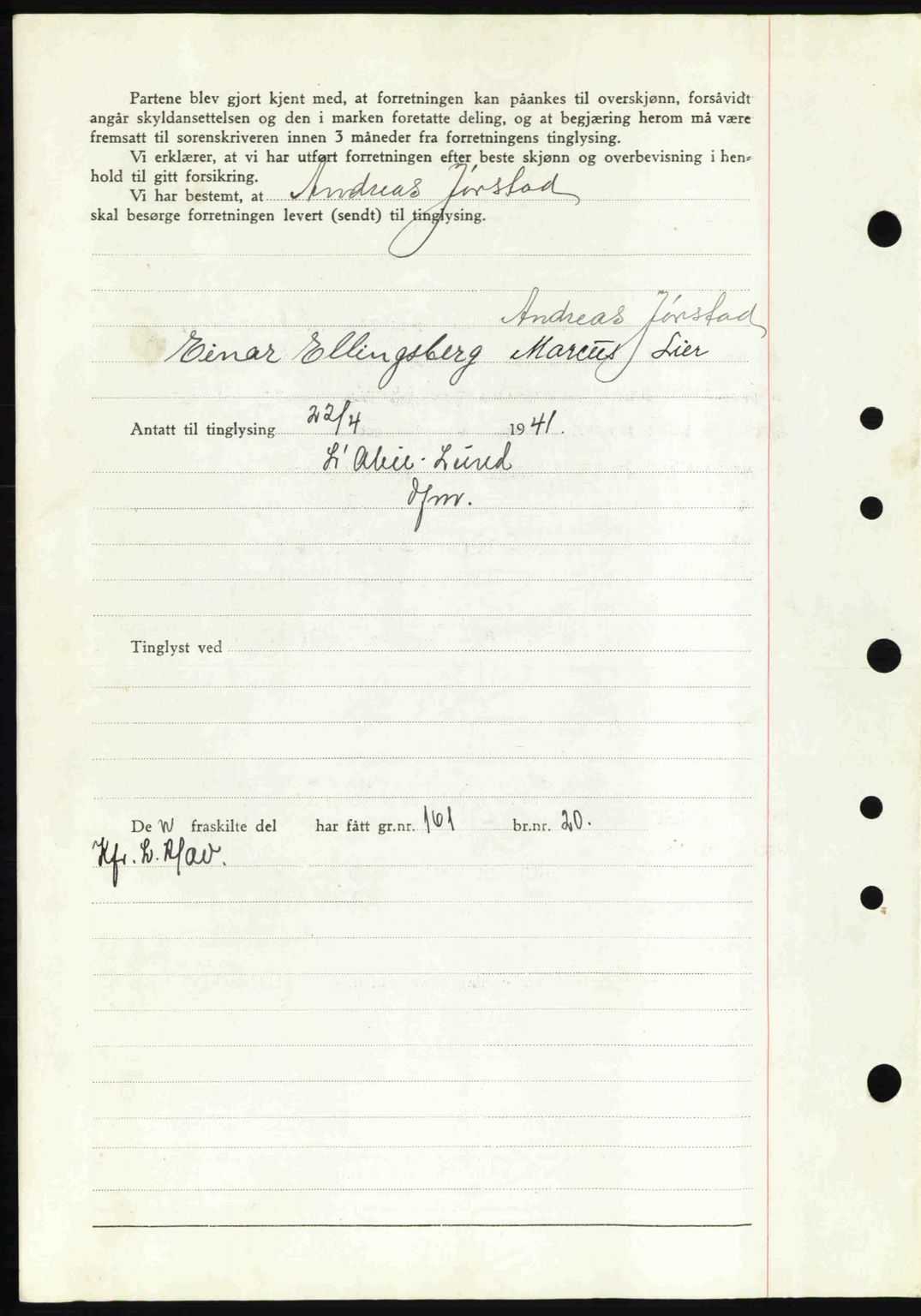 Sør-Gudbrandsdal tingrett, SAH/TING-004/H/Hb/Hbd/L0009: Mortgage book no. A9, 1941-1941, Diary no: : 656/1941