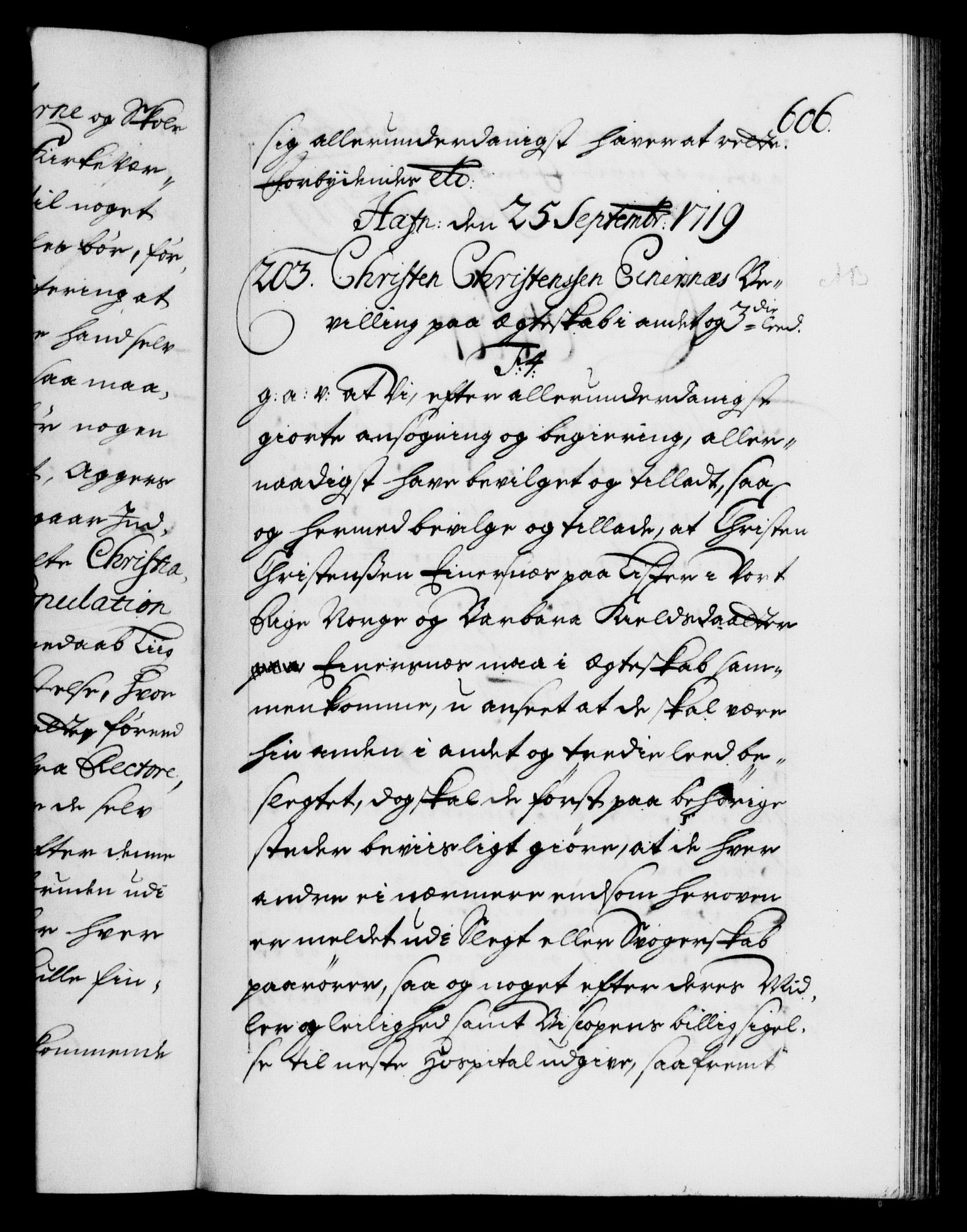 Danske Kanselli 1572-1799, AV/RA-EA-3023/F/Fc/Fca/Fcaa/L0022: Norske registre, 1716-1719, p. 606a