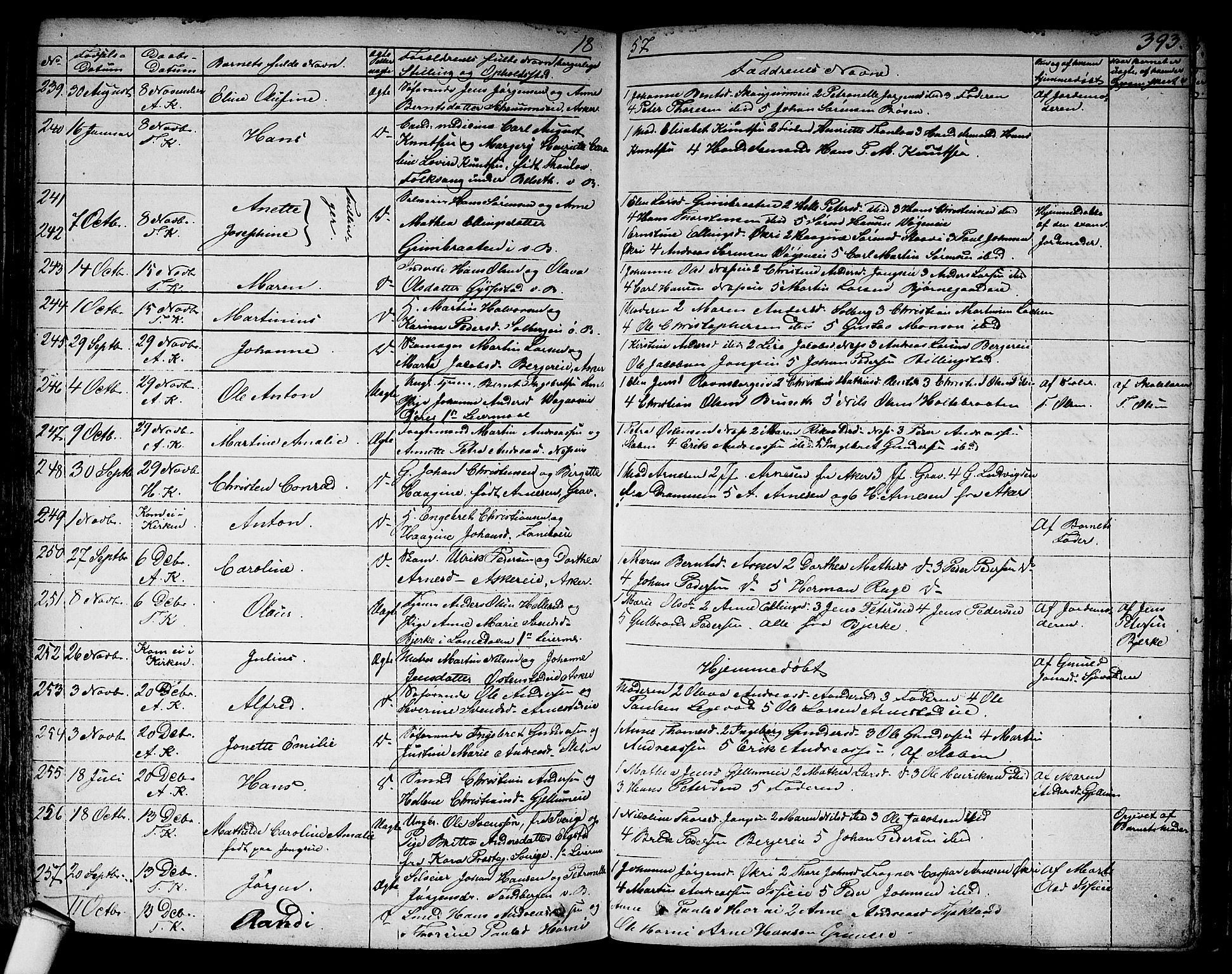 Asker prestekontor Kirkebøker, AV/SAO-A-10256a/F/Fa/L0007: Parish register (official) no. I 7, 1825-1864, p. 393