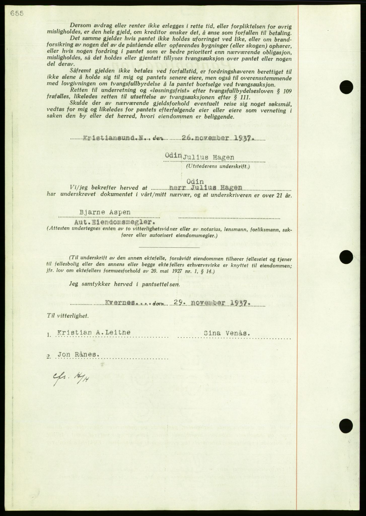 Nordmøre sorenskriveri, AV/SAT-A-4132/1/2/2Ca/L0092: Mortgage book no. B82, 1937-1938, Diary no: : 240/1938