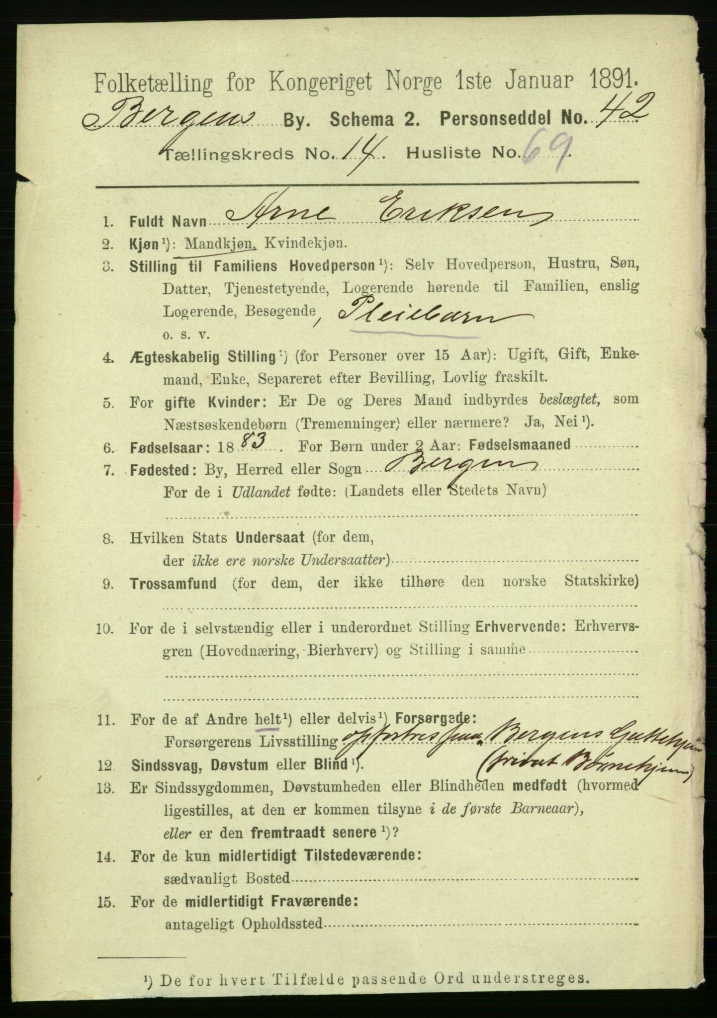 RA, 1891 Census for 1301 Bergen, 1891, p. 24193