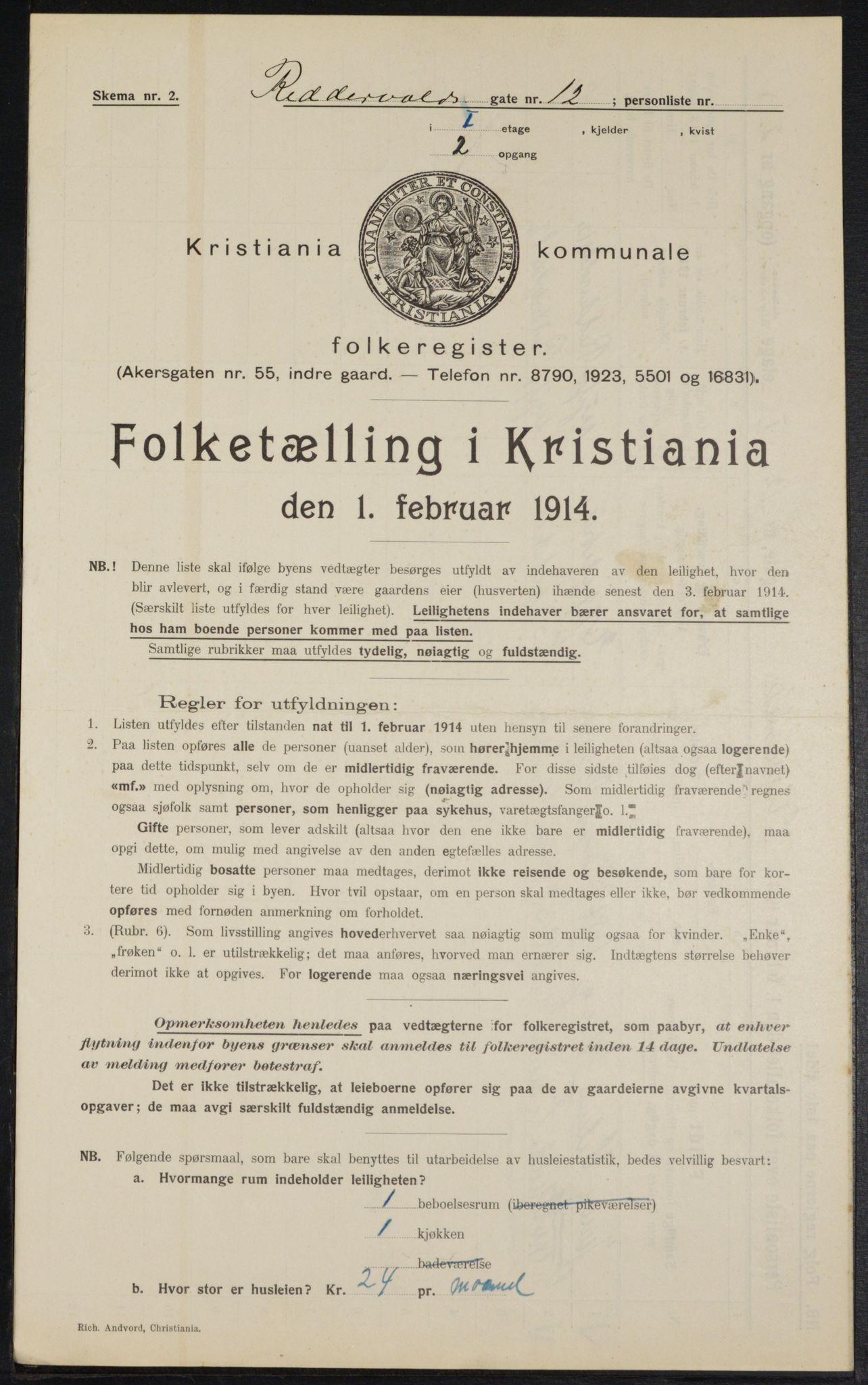 OBA, Municipal Census 1914 for Kristiania, 1914, p. 83079