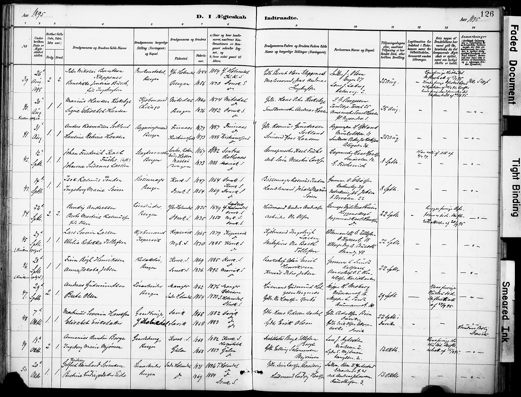 Domkirken sokneprestembete, SAB/A-74801/H/Haa/L0037: Parish register (official) no. D 4, 1880-1907, p. 126