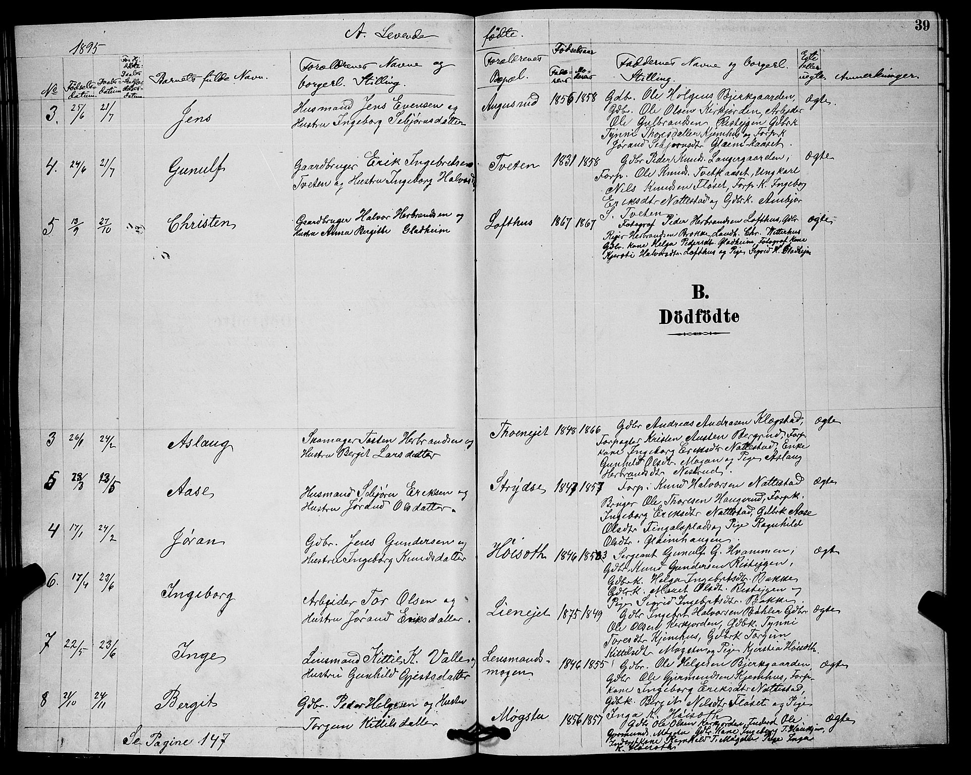 Rollag kirkebøker, SAKO/A-240/G/Gb/L0002: Parish register (copy) no. II 2, 1878-1898, p. 39