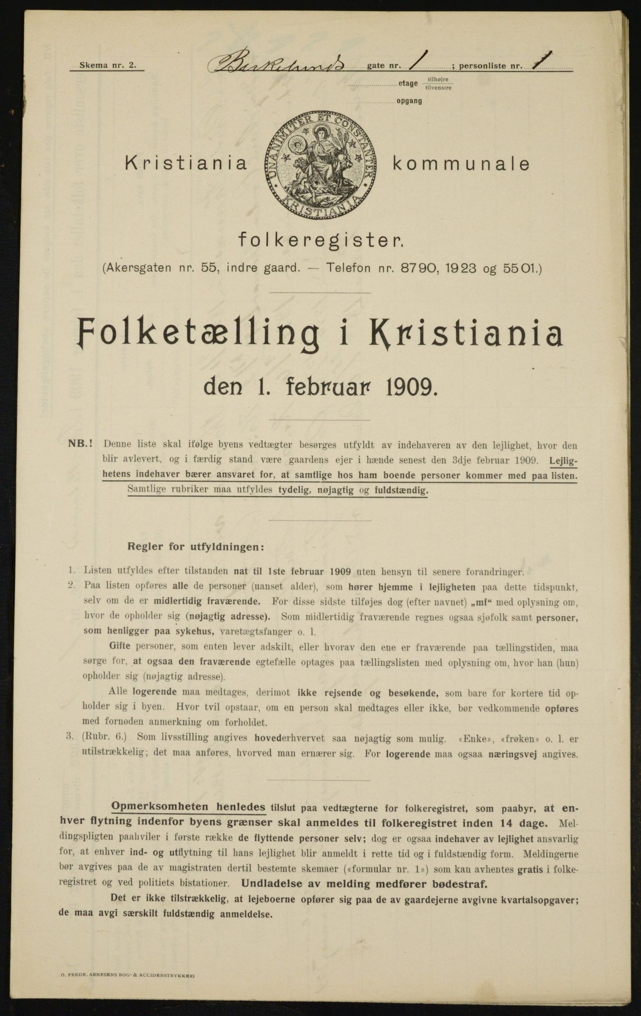 OBA, Municipal Census 1909 for Kristiania, 1909, p. 4933