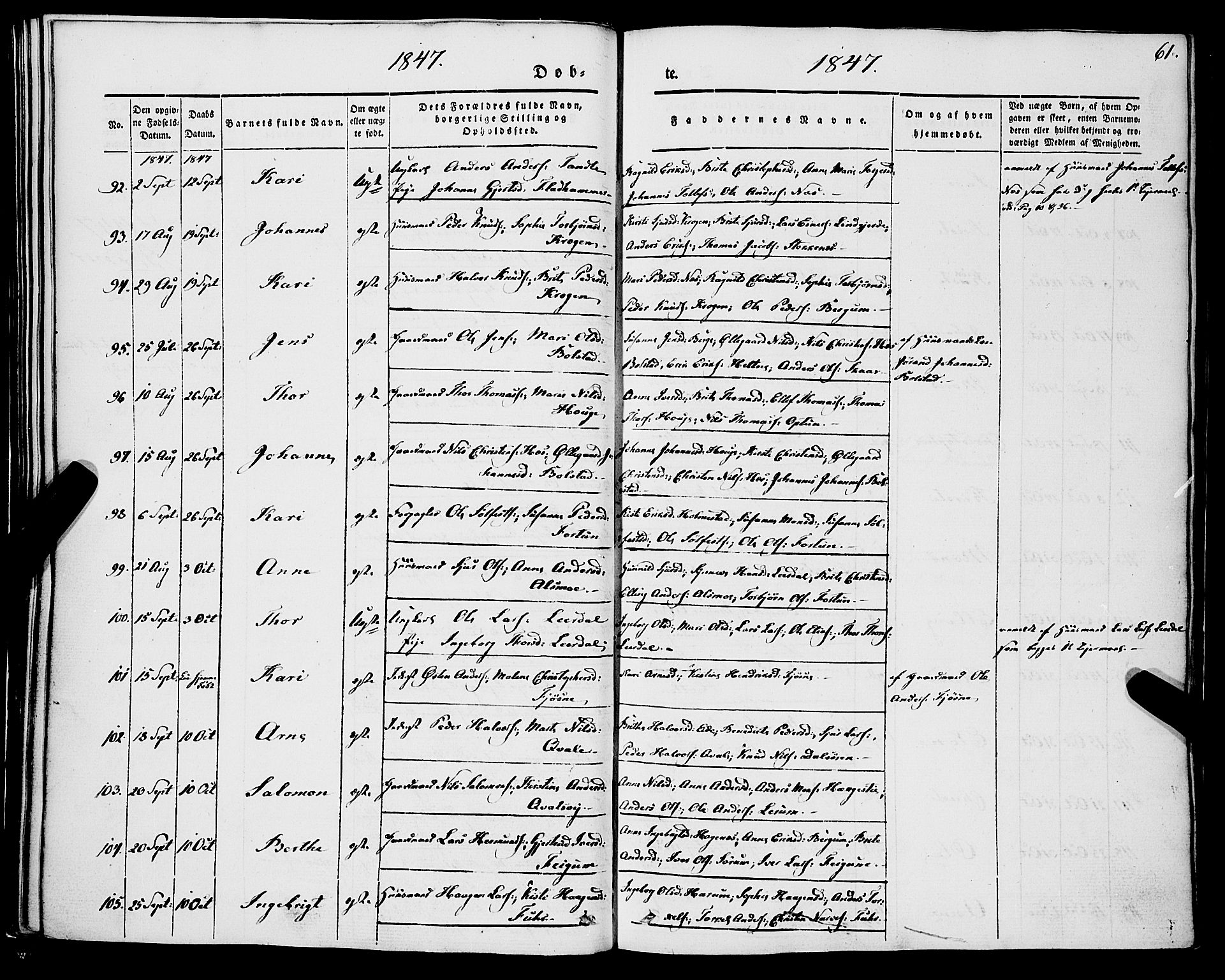Luster sokneprestembete, AV/SAB-A-81101/H/Haa/Haaa/L0006: Parish register (official) no. A 6, 1840-1848, p. 61