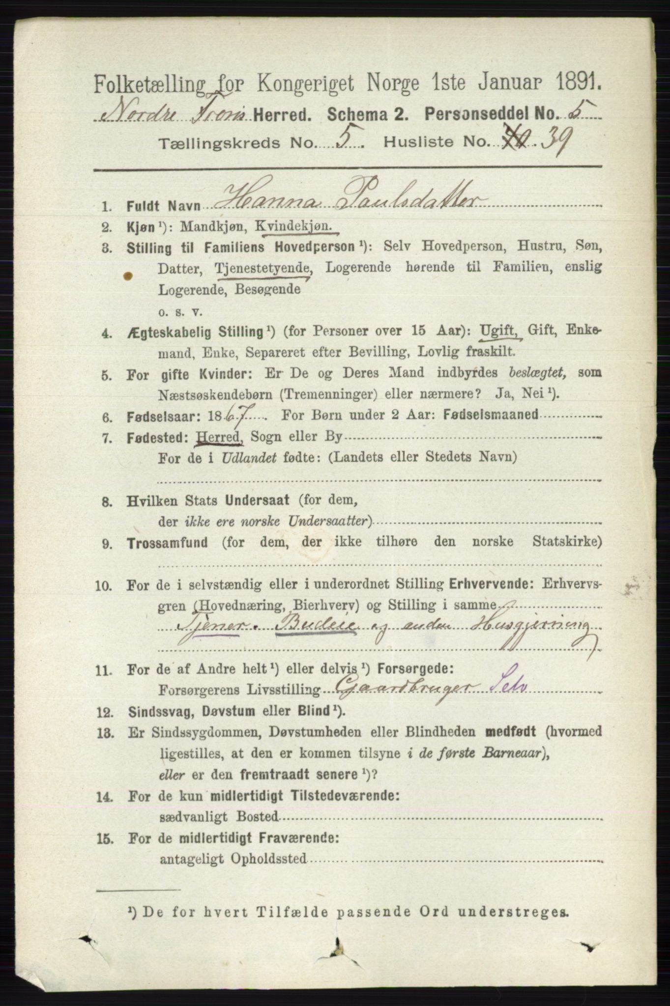 RA, 1891 census for 0518 Nord-Fron, 1891, p. 2163