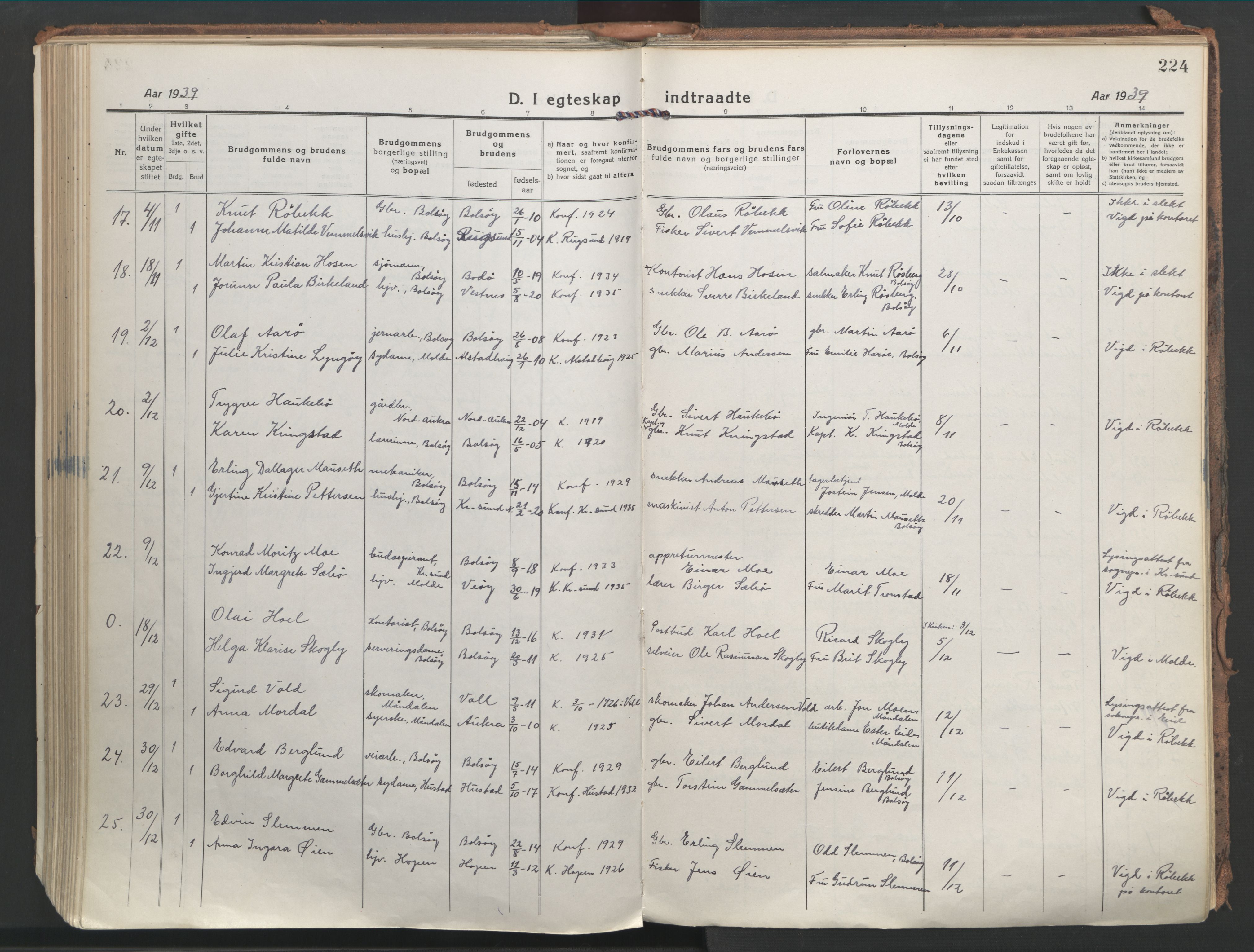 Ministerialprotokoller, klokkerbøker og fødselsregistre - Møre og Romsdal, AV/SAT-A-1454/555/L0659: Parish register (official) no. 555A10, 1917-1971, p. 224