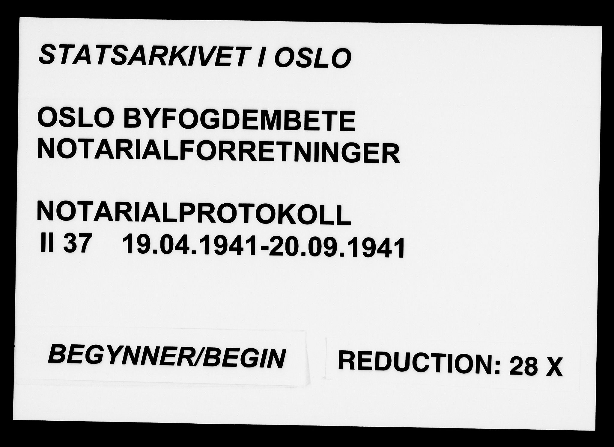 Oslo byfogd avd. I, SAO/A-10220/L/Lb/Lbb/L0037: Notarialprotokoll, rekke II: Vigsler, 1941