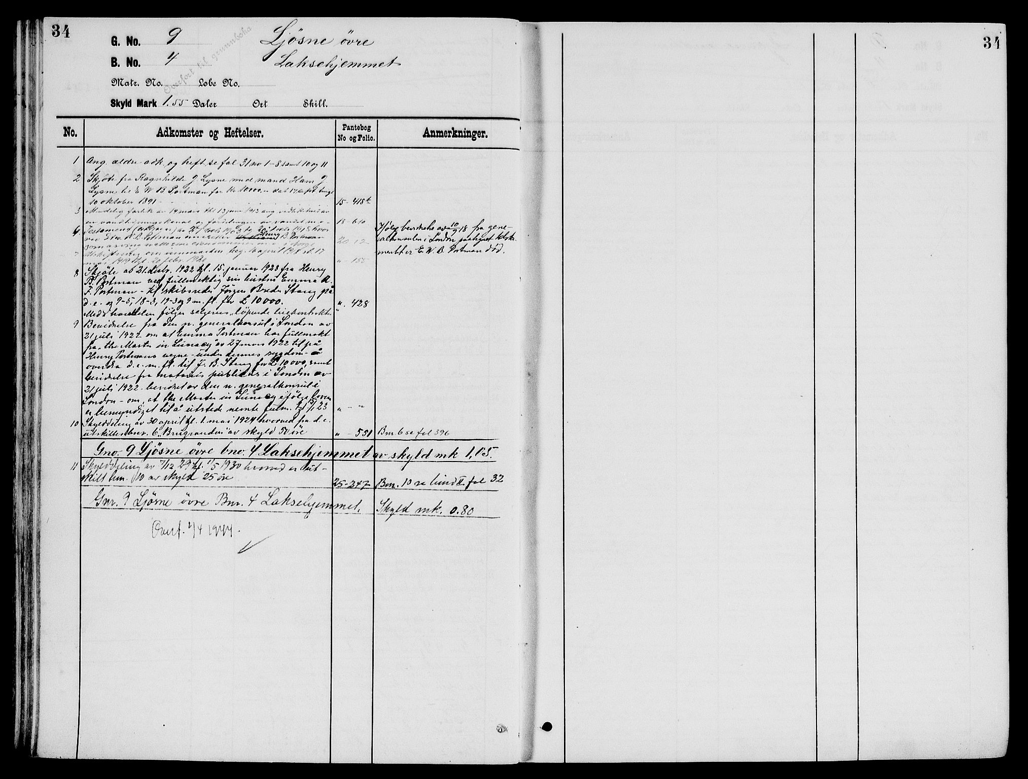 Indre Sogn tingrett, AV/SAB-A-3301/1/G/Ga/Gaa/L0016: Mortgage register no. II.A.a.16, 1829-1944, p. 34