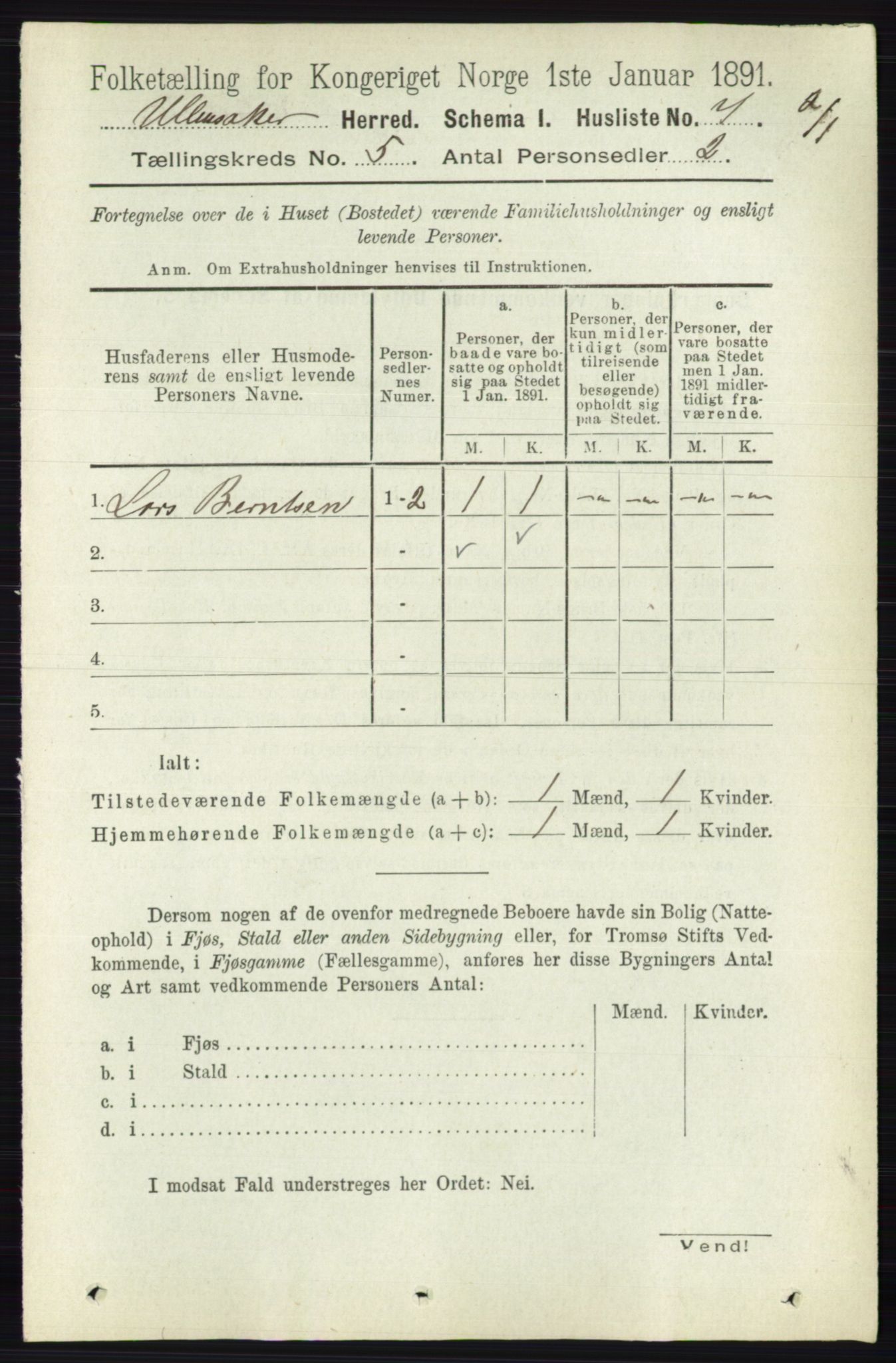 RA, 1891 census for 0235 Ullensaker, 1891, p. 2034