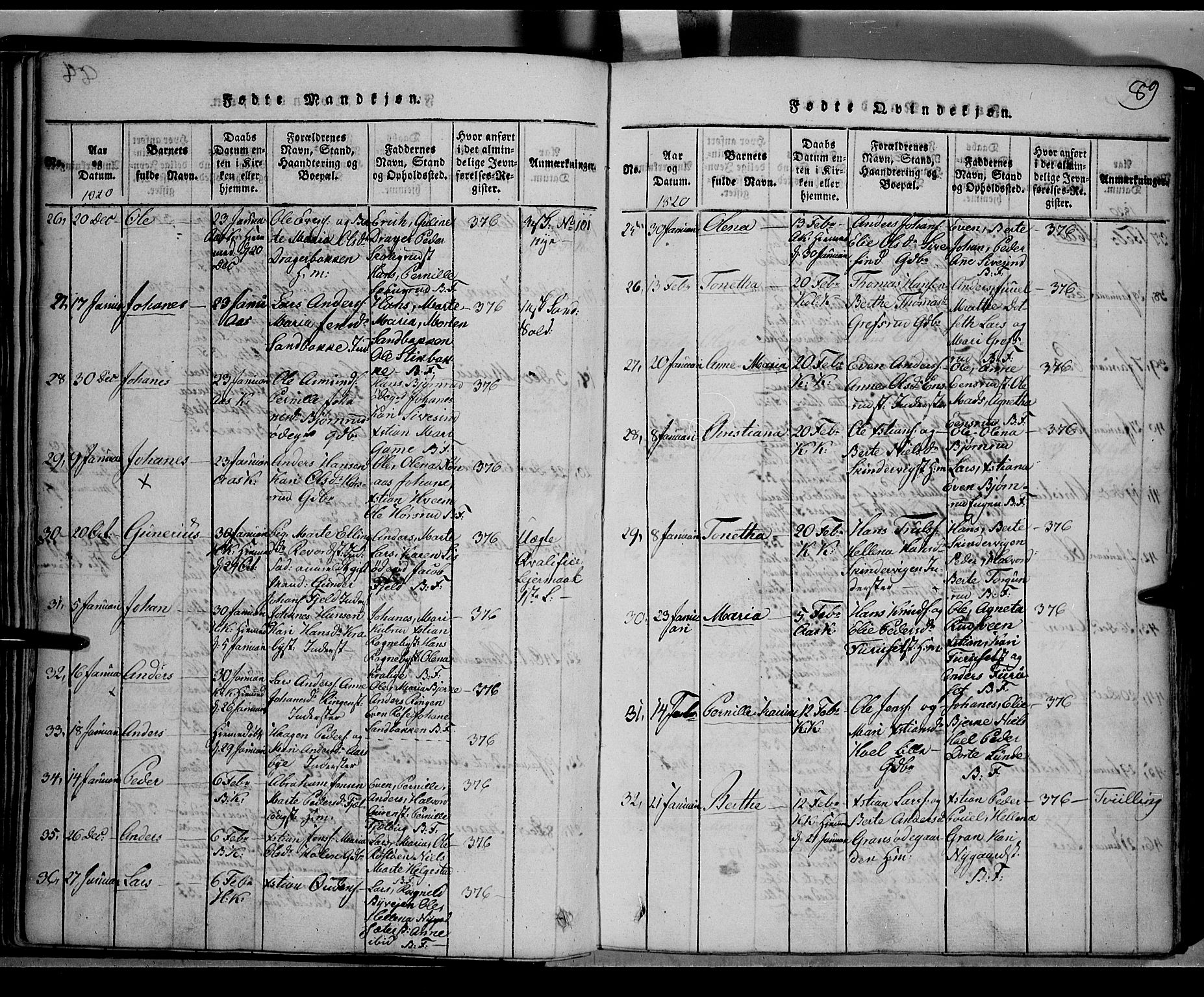 Toten prestekontor, AV/SAH-PREST-102/H/Ha/Hab/L0001: Parish register (copy) no. 1, 1814-1820, p. 89