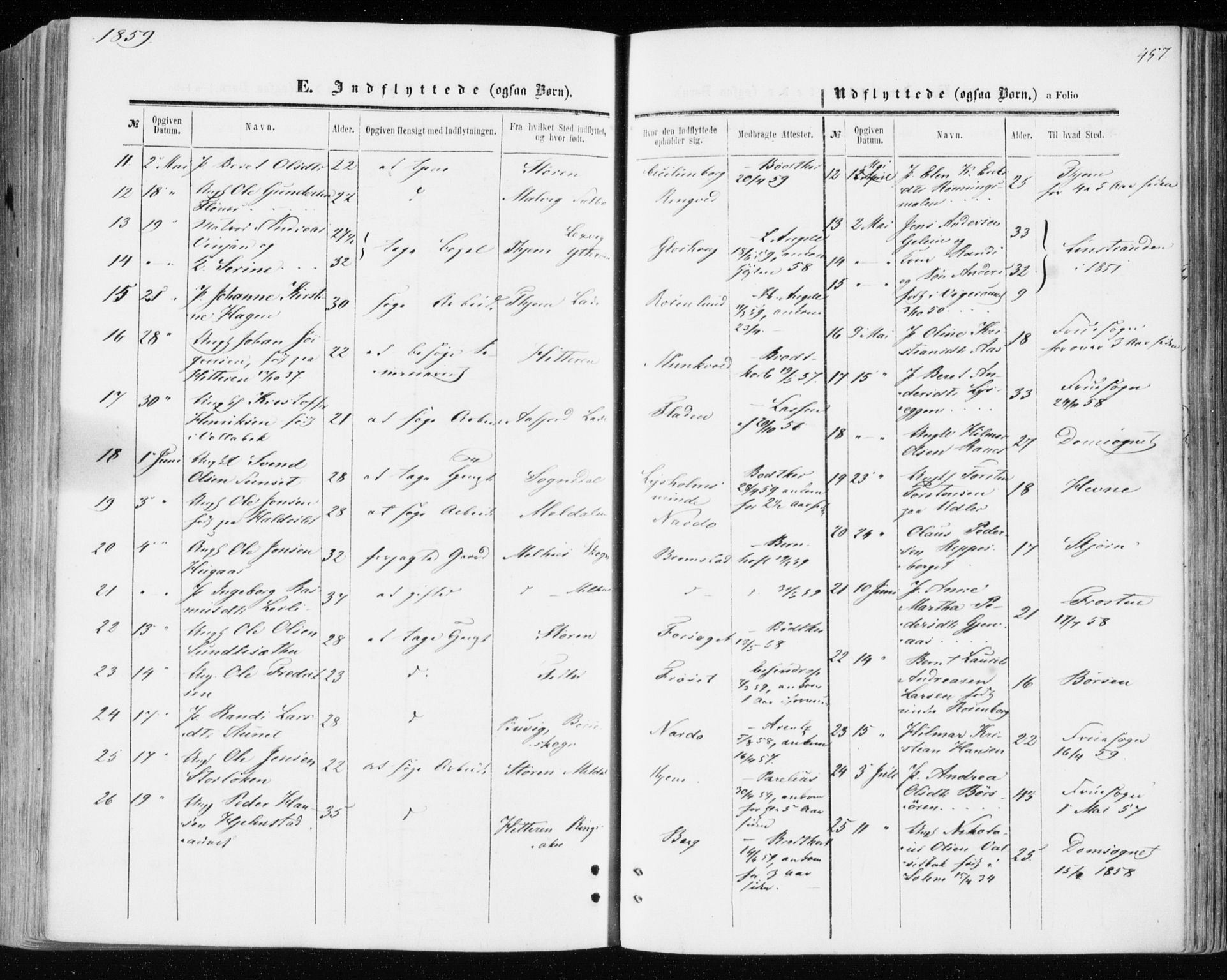 Ministerialprotokoller, klokkerbøker og fødselsregistre - Sør-Trøndelag, SAT/A-1456/606/L0292: Parish register (official) no. 606A07, 1856-1865, p. 457