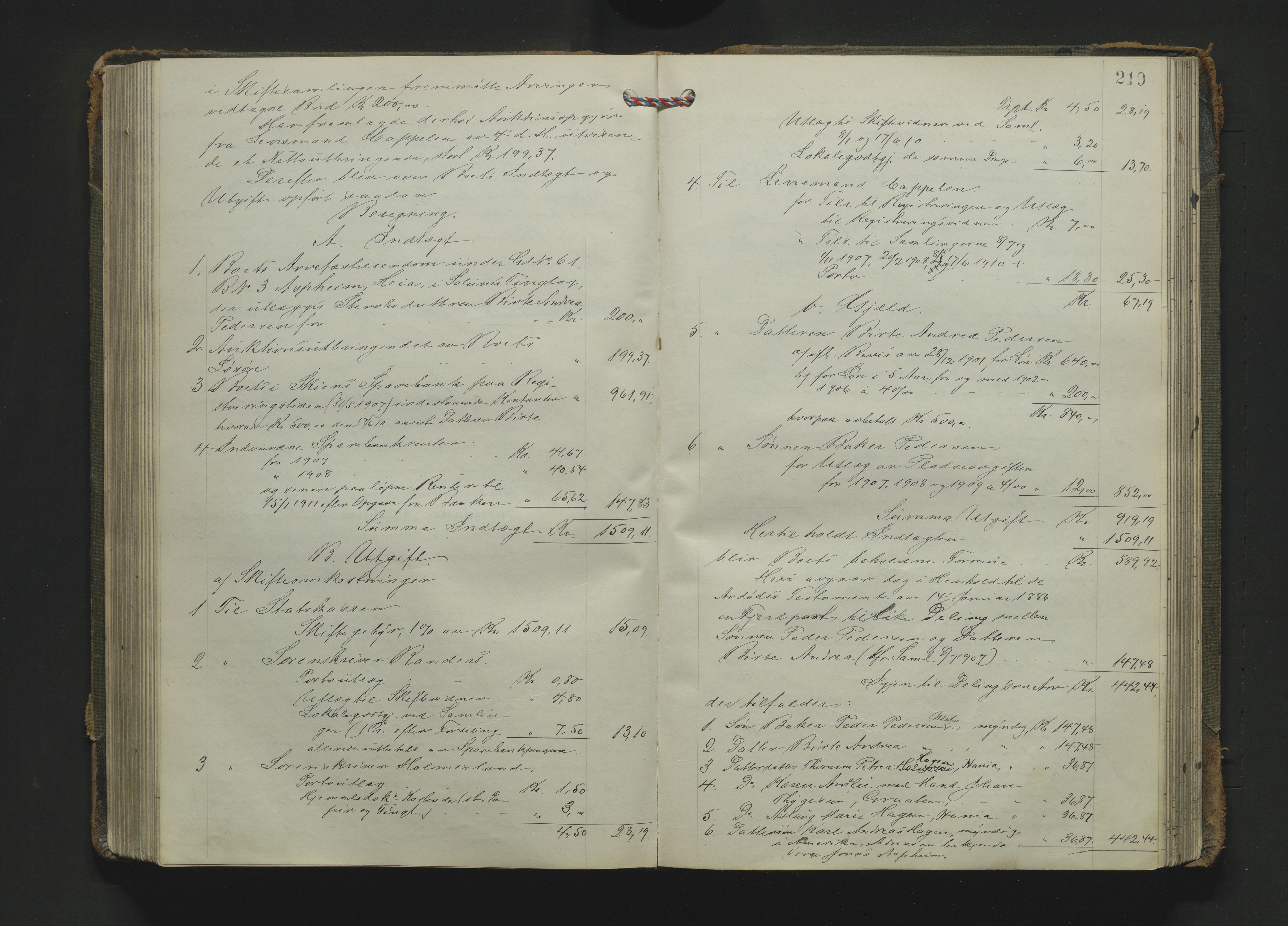 Gjerpen sorenskriveri, AV/SAKO-A-216/H/Hb/Hbc/Hbca/L0004: Skifteutlodningsprotokoll, Sorenskriveriet, 1904-1916, p. 218b-219a