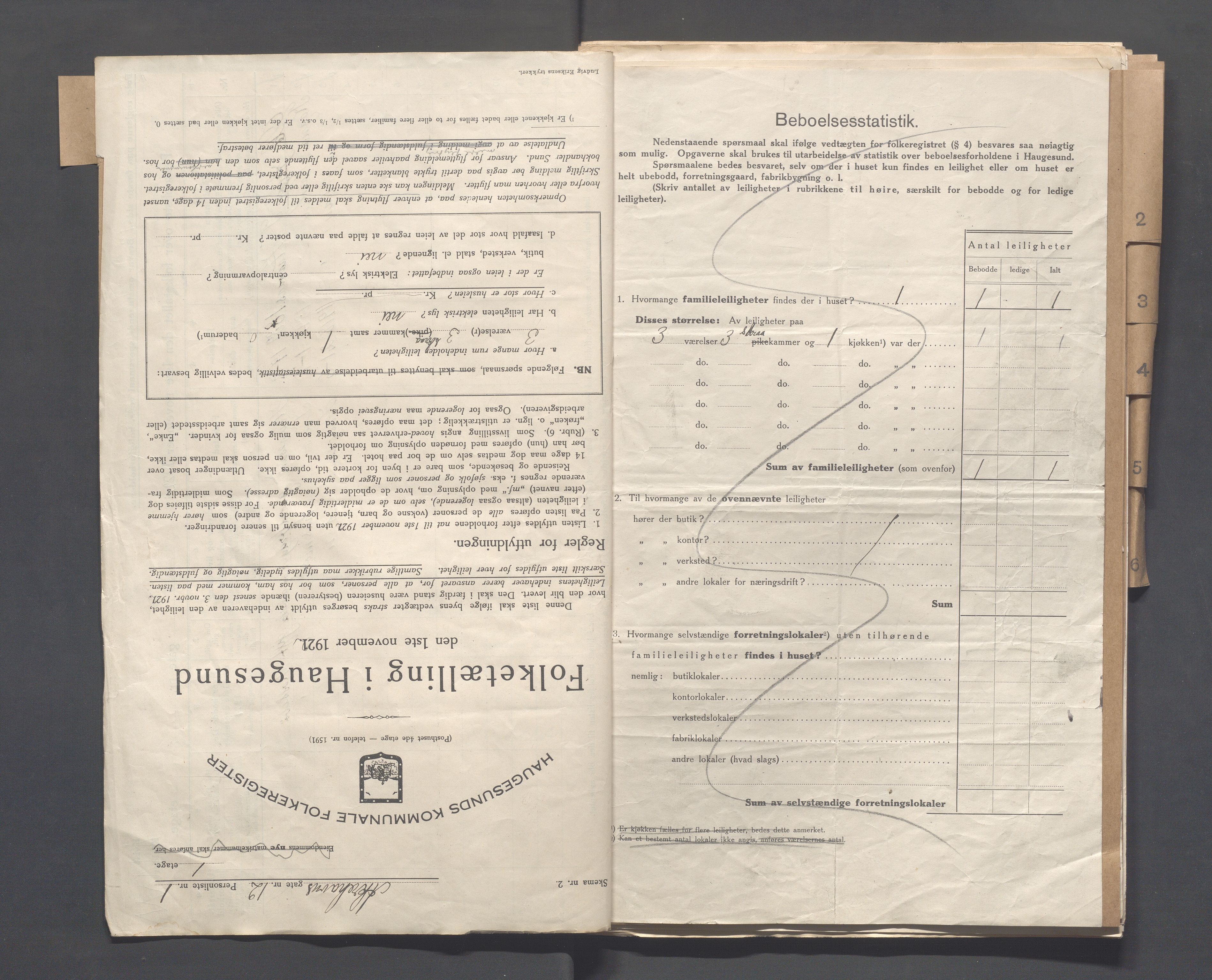 IKAR, Local census 1.11.1921 for Haugesund, 1921, p. 4